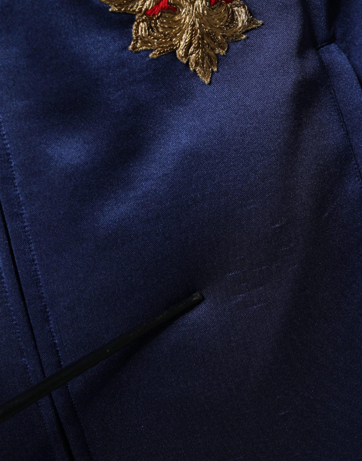 Dolce & Gabbana Blue Heraldic Patch Stripe King Bee Sweater by Dolce & Gabbana