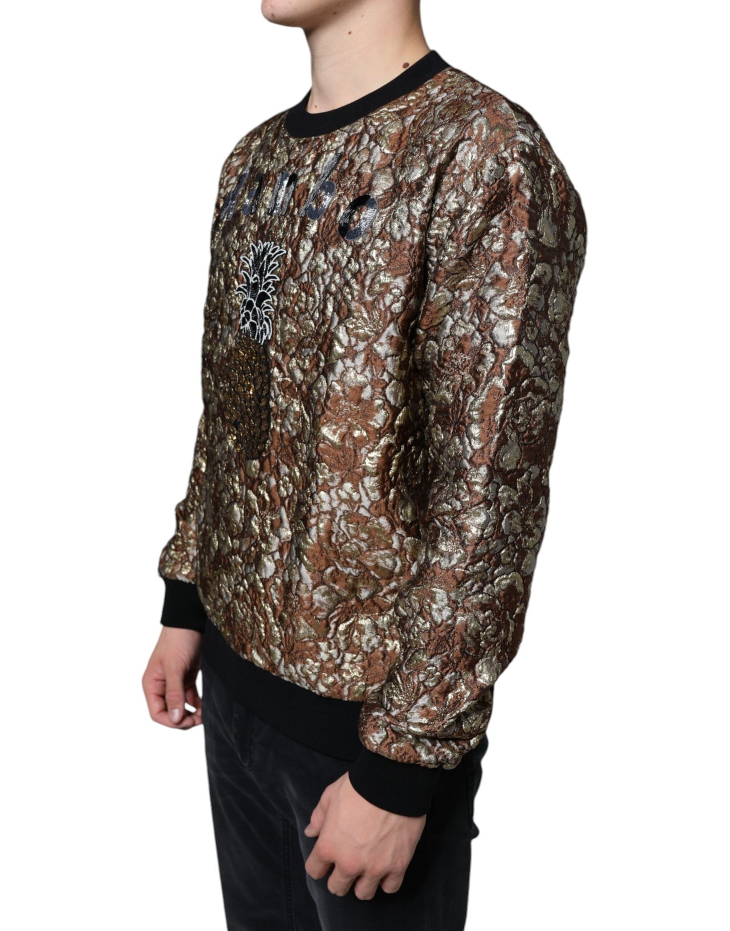 Dolce & Gabbana Brown Jacquard Mambo Pineapple Pullover Sweater by Dolce & Gabbana