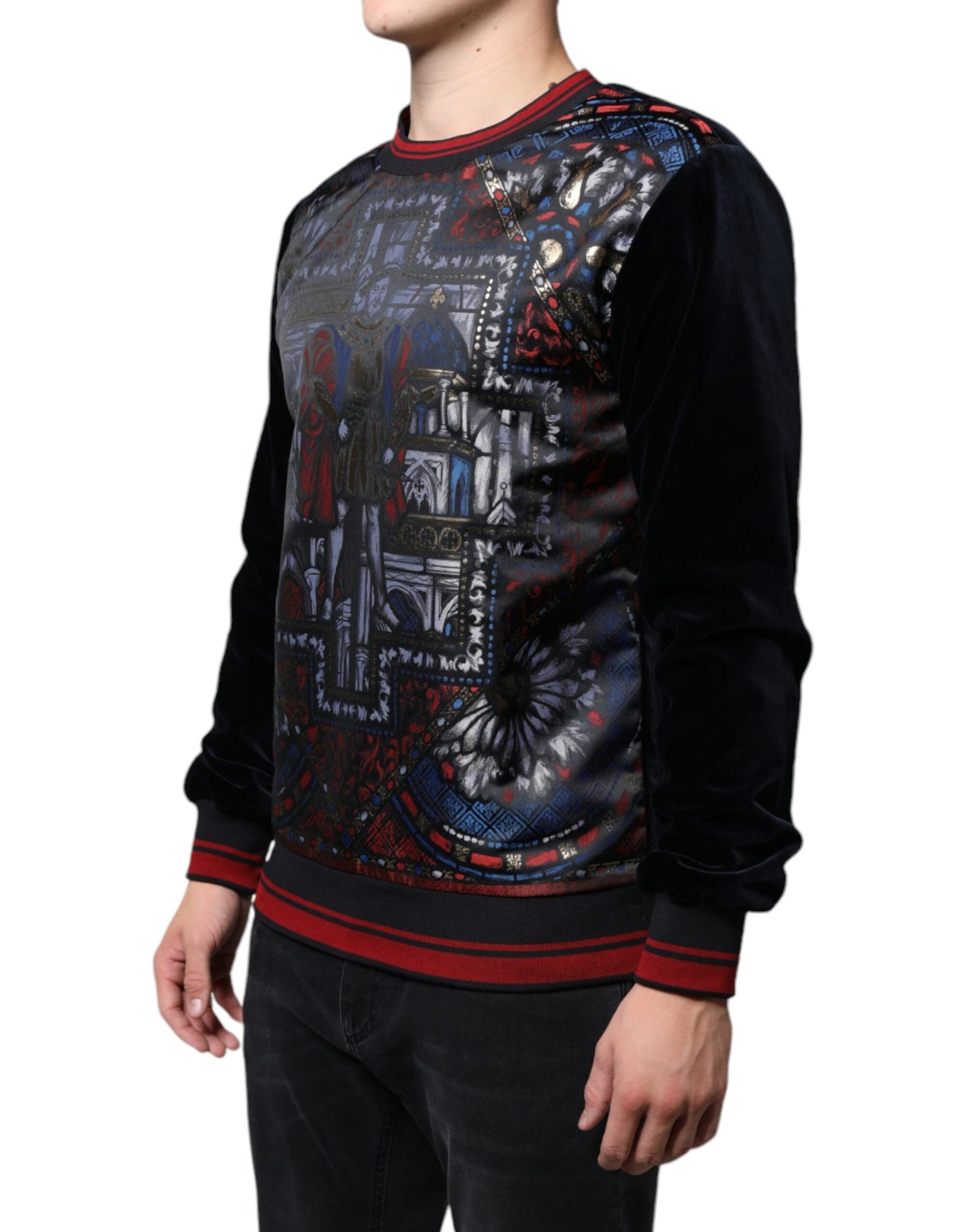 Dolce & Gabbana Multicolor Jacquard Crew Neck Sweatshirt Sweater by Dolce & Gabbana