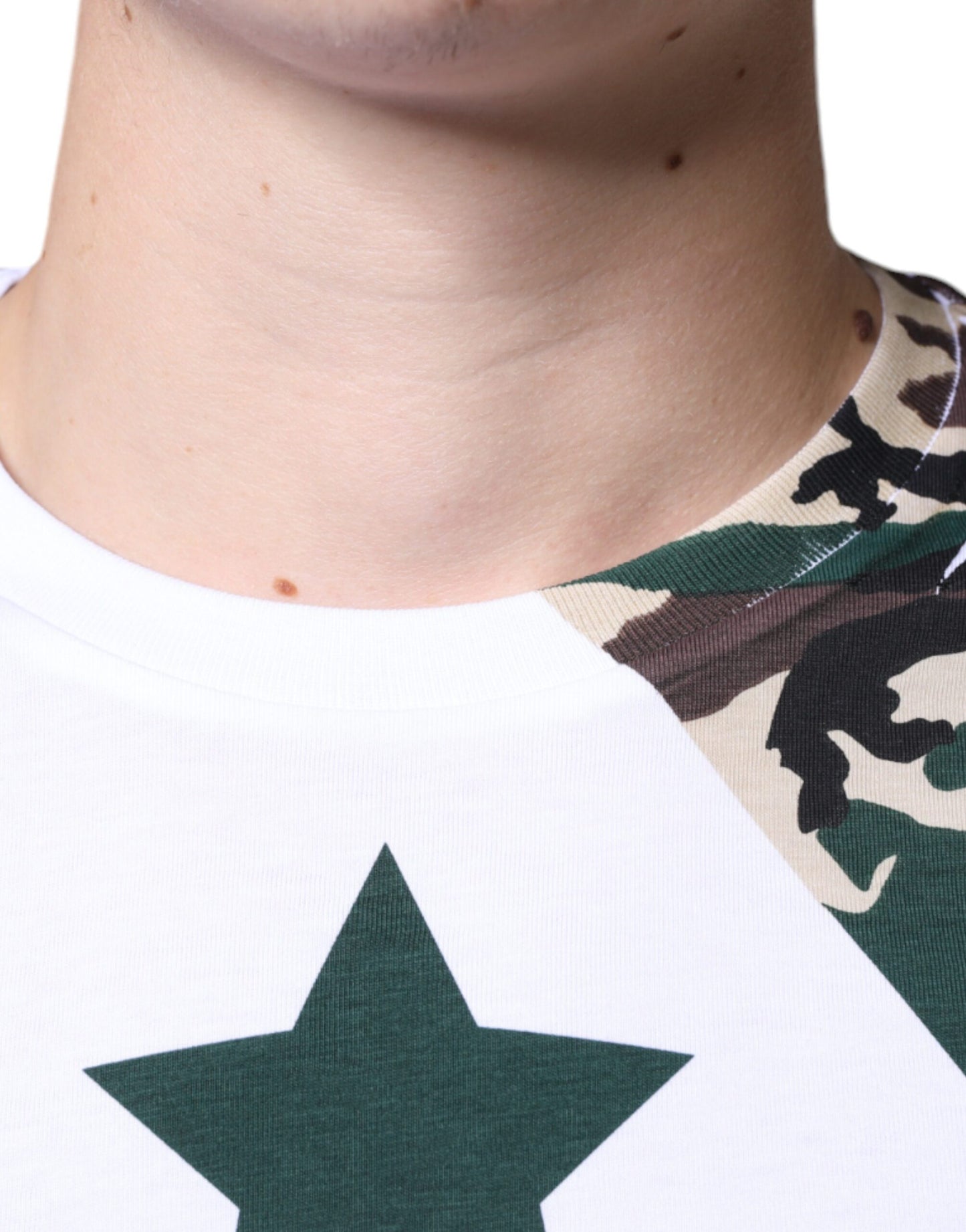 Dolce & Gabbana White Camouflage Stars Crew Neck T-shirt by Dolce & Gabbana