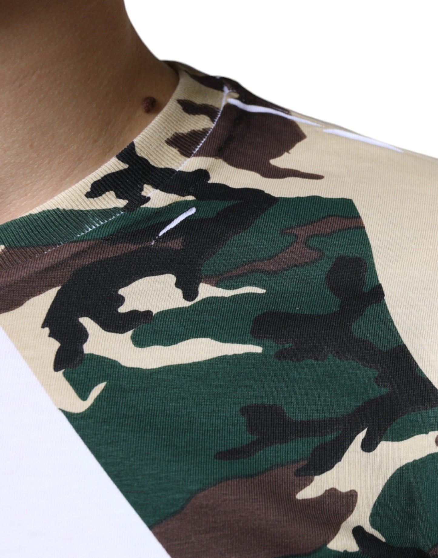 Dolce & Gabbana White Camouflage Stars Crew Neck T-shirt by Dolce & Gabbana