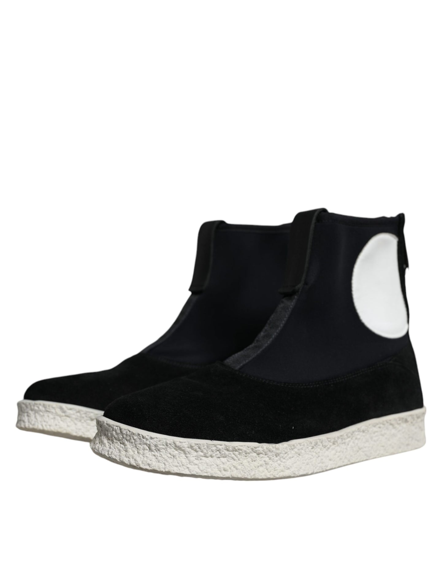 Bottes mi-mollet Takeshi noires et blanches en néoprène Alexander McQueen