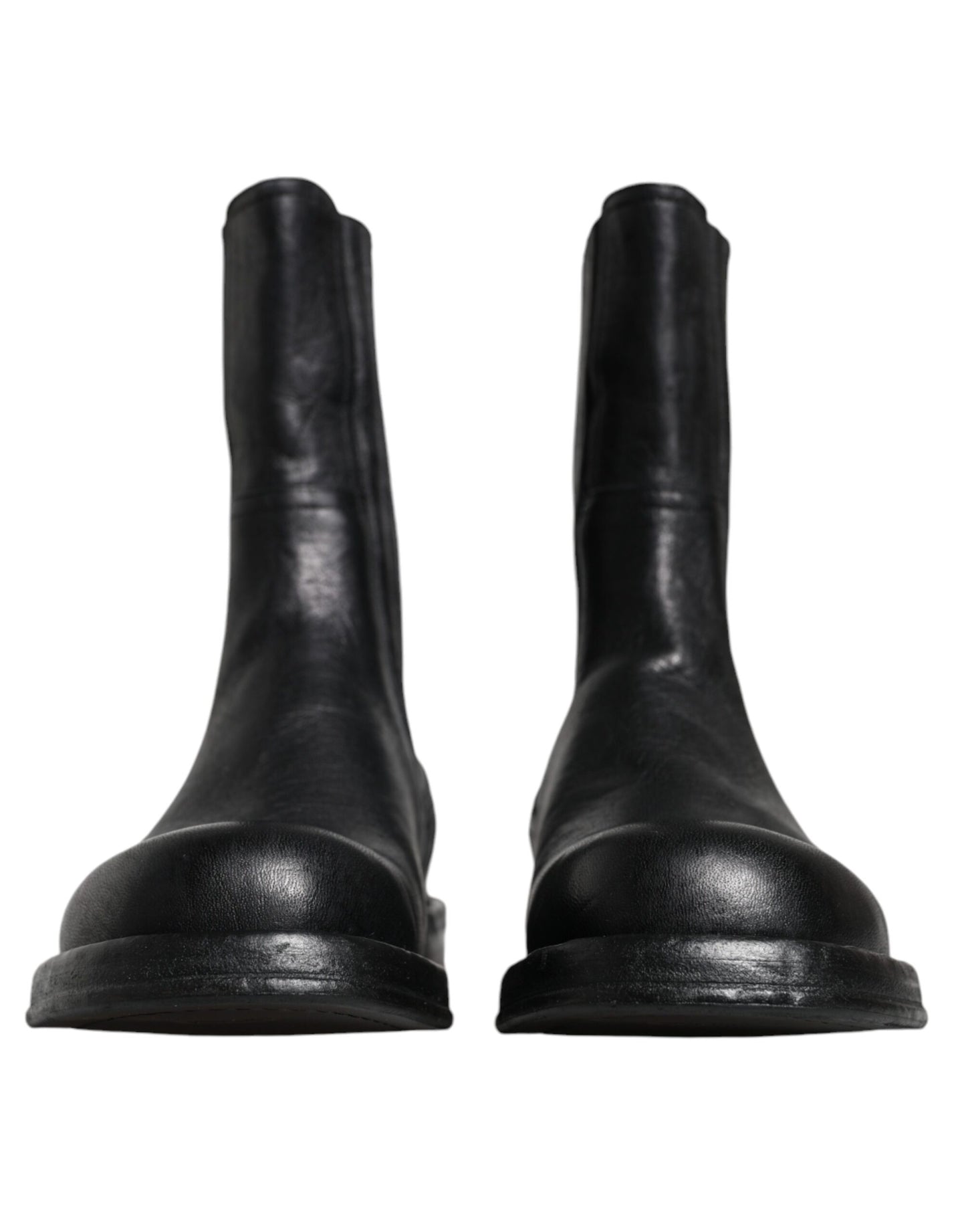 Bottes mi-mollet en cuir noir Dolce & Gabbana