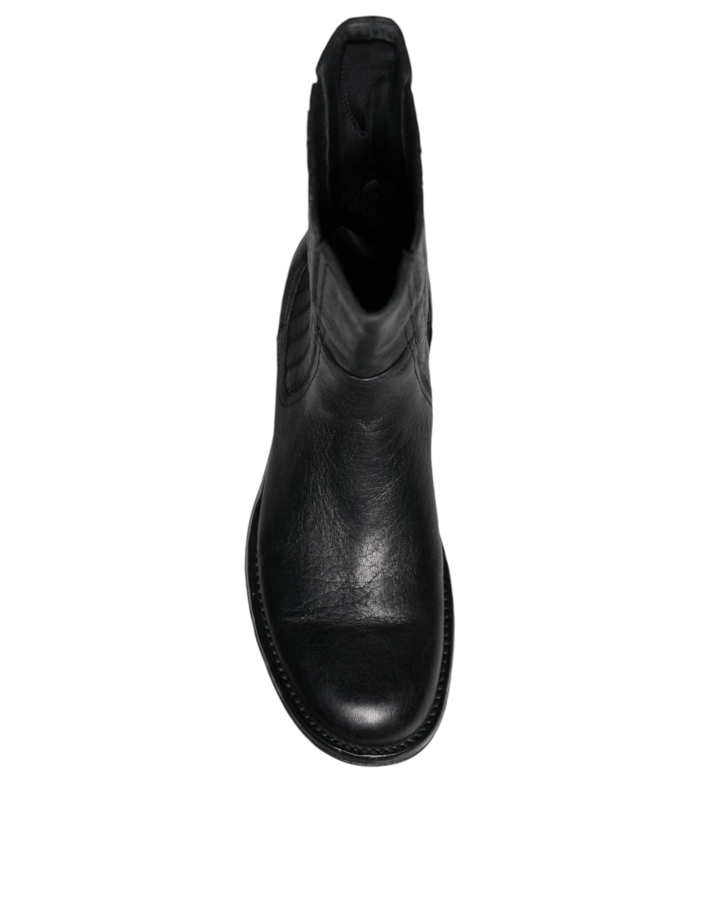 Bottes mi-mollet en cuir noir Dolce & Gabbana