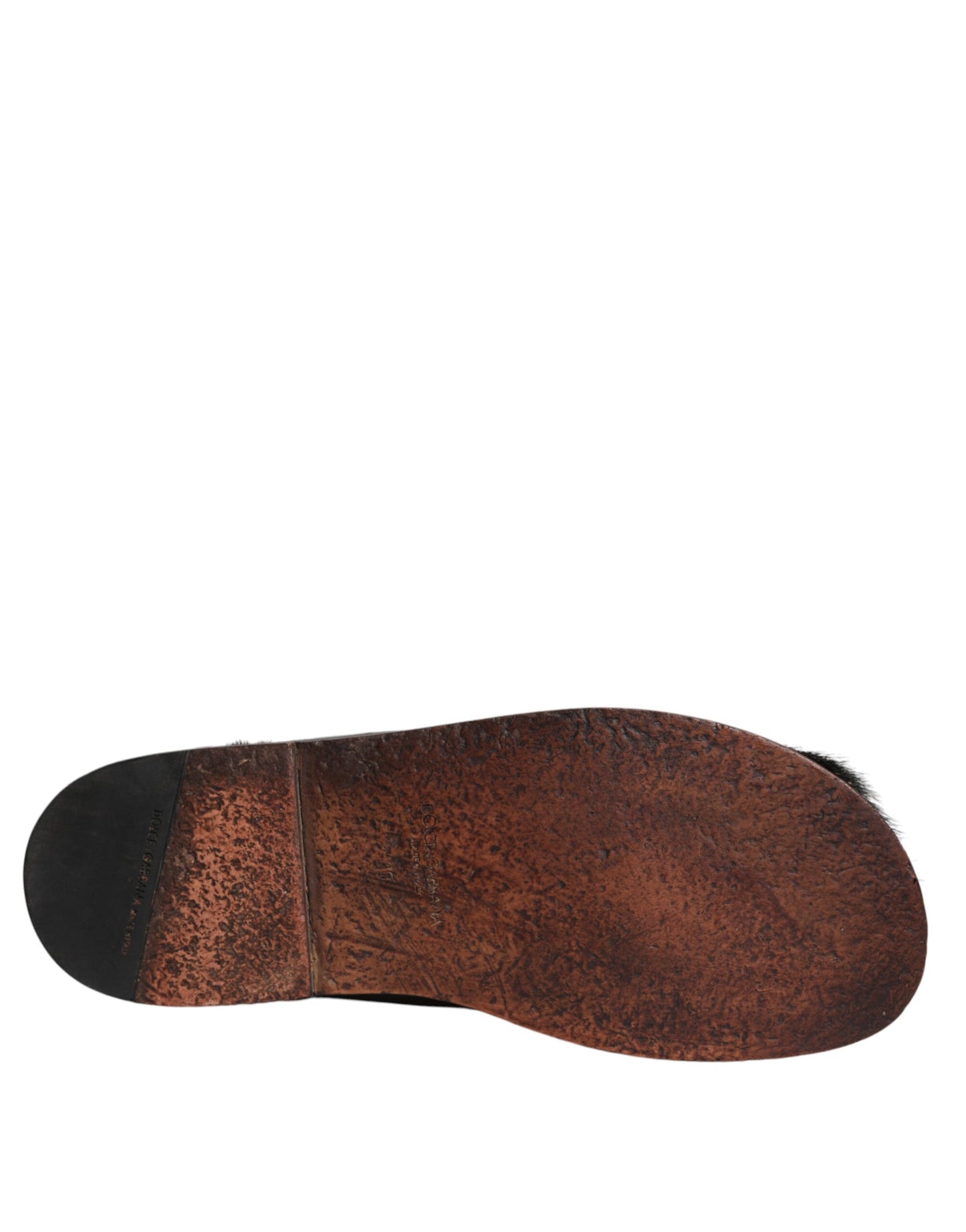 Sandales plates en cuir noir Dolce & Gabbana Gazelle Hair