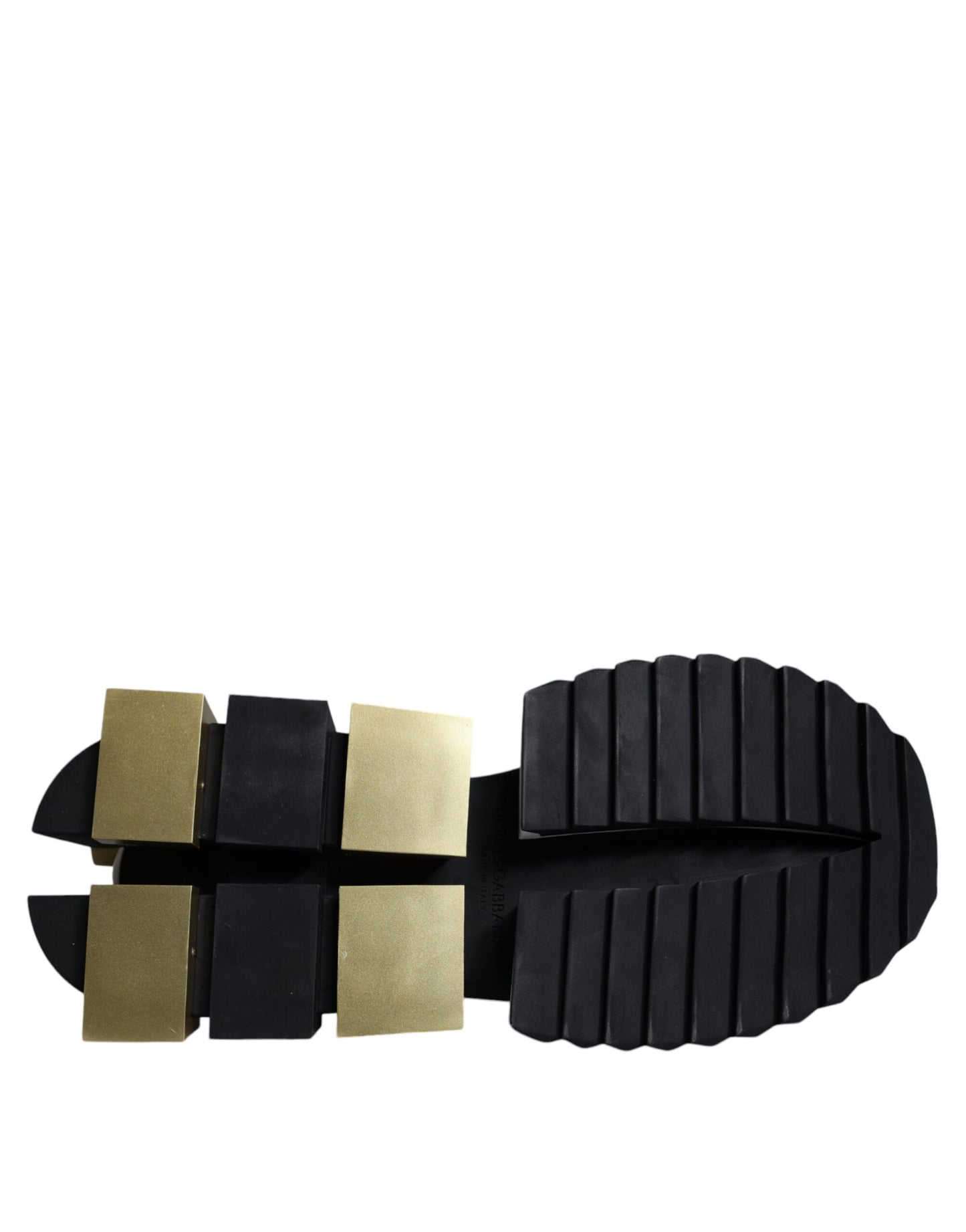 Dolce & Gabbana White Gold Black Leather SUPER KING Sneakers Shoes by Dolce & Gabbana