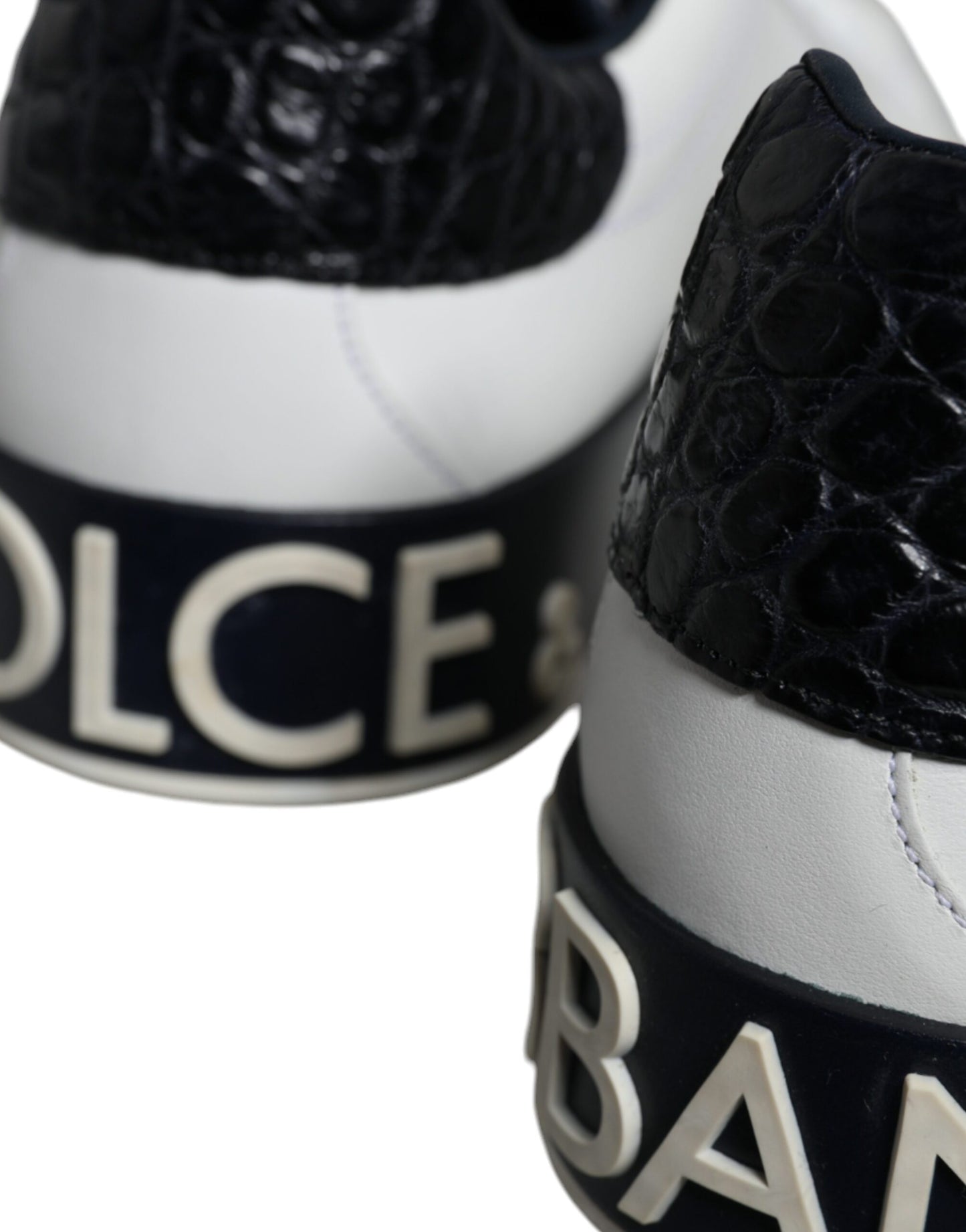 Dolce & Gabbana Black Leather Logo Portofino Sneaker Shoes by Dolce & Gabbana