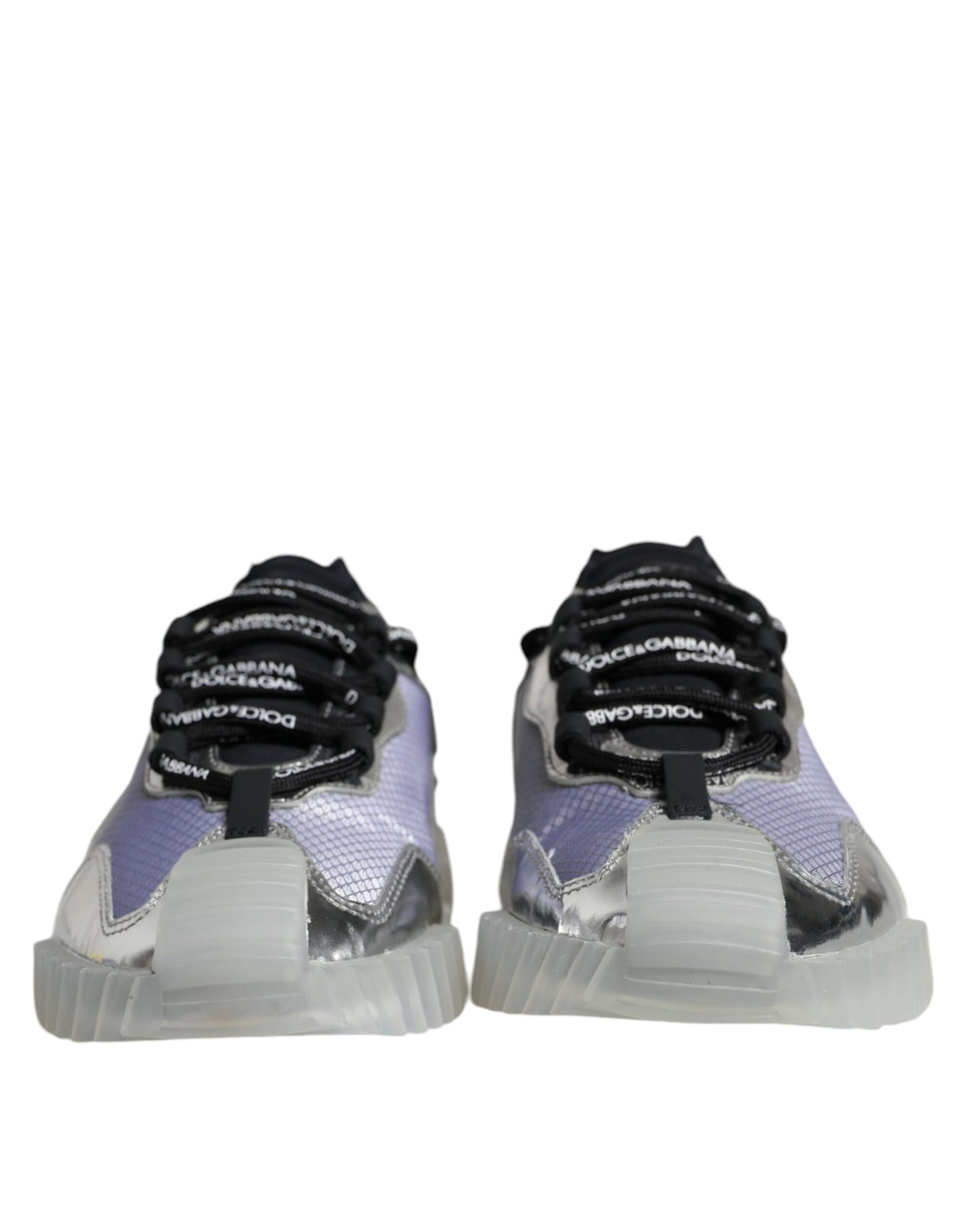 Dolce & Gabbana Silver Black Nylon NS1 Low Top Sneakers Shoes by Dolce & Gabbana