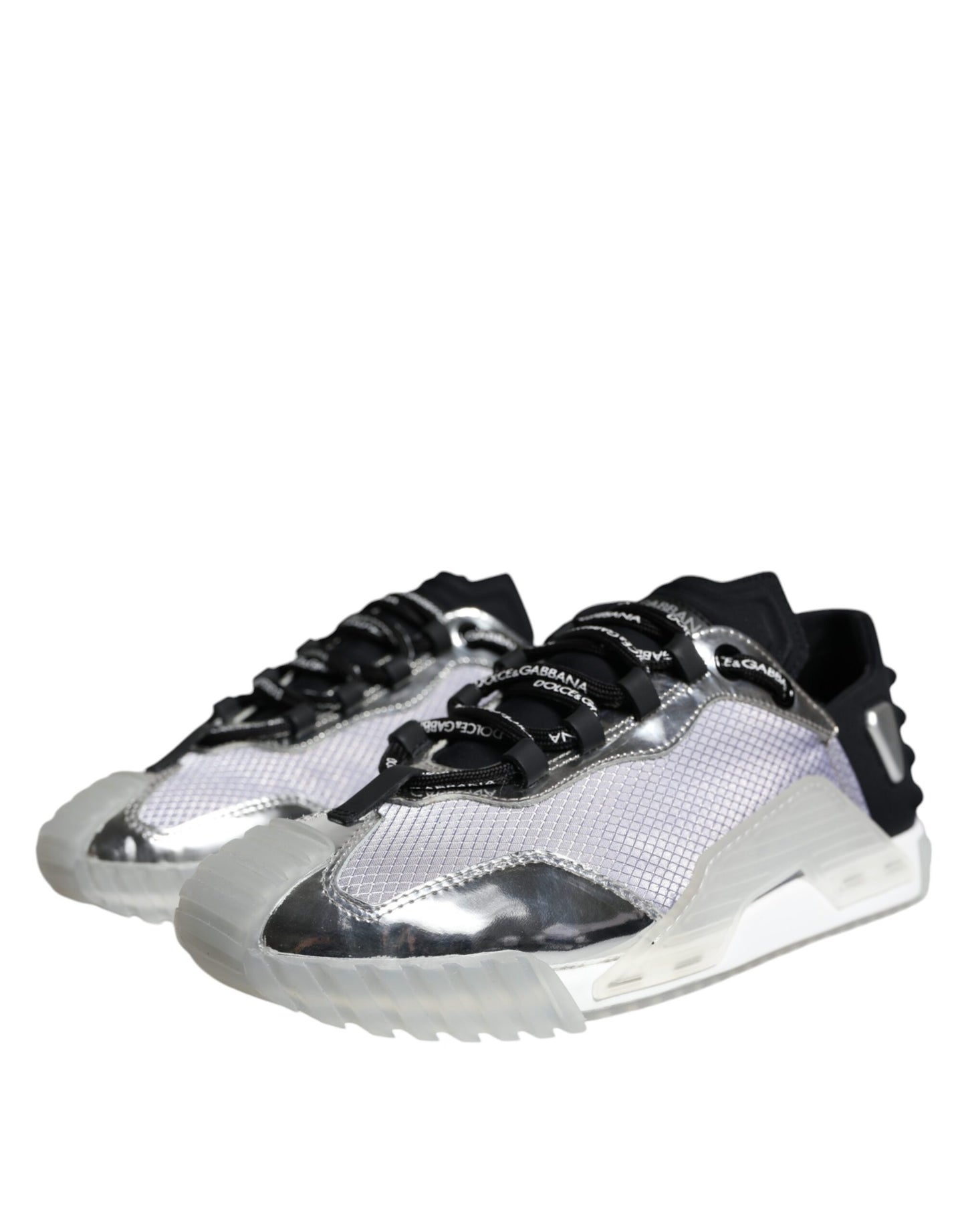Dolce & Gabbana Silver Black Nylon NS1 Low Top Sneakers Shoes by Dolce & Gabbana