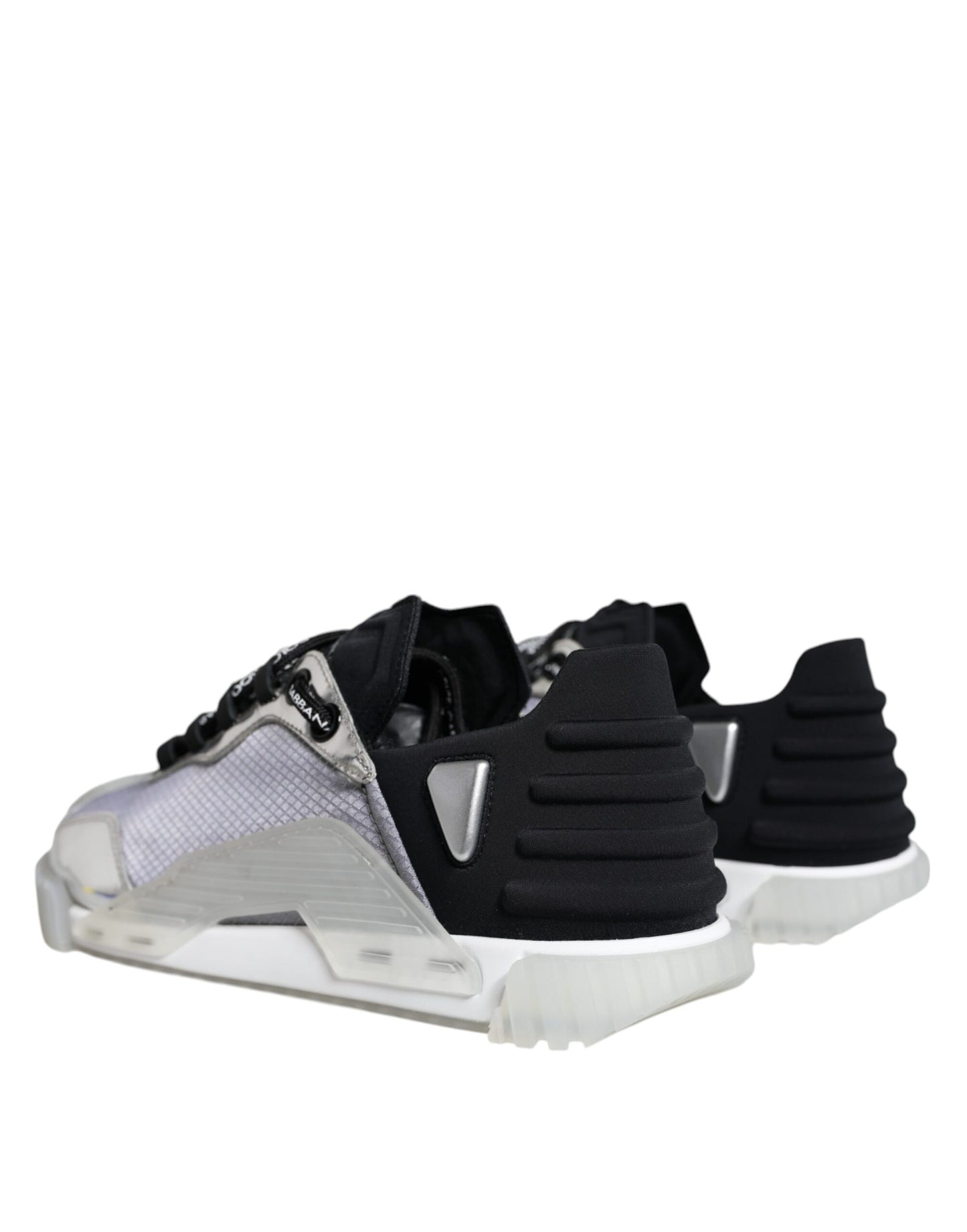 Dolce & Gabbana Silver Black Nylon NS1 Low Top Sneakers Shoes by Dolce & Gabbana