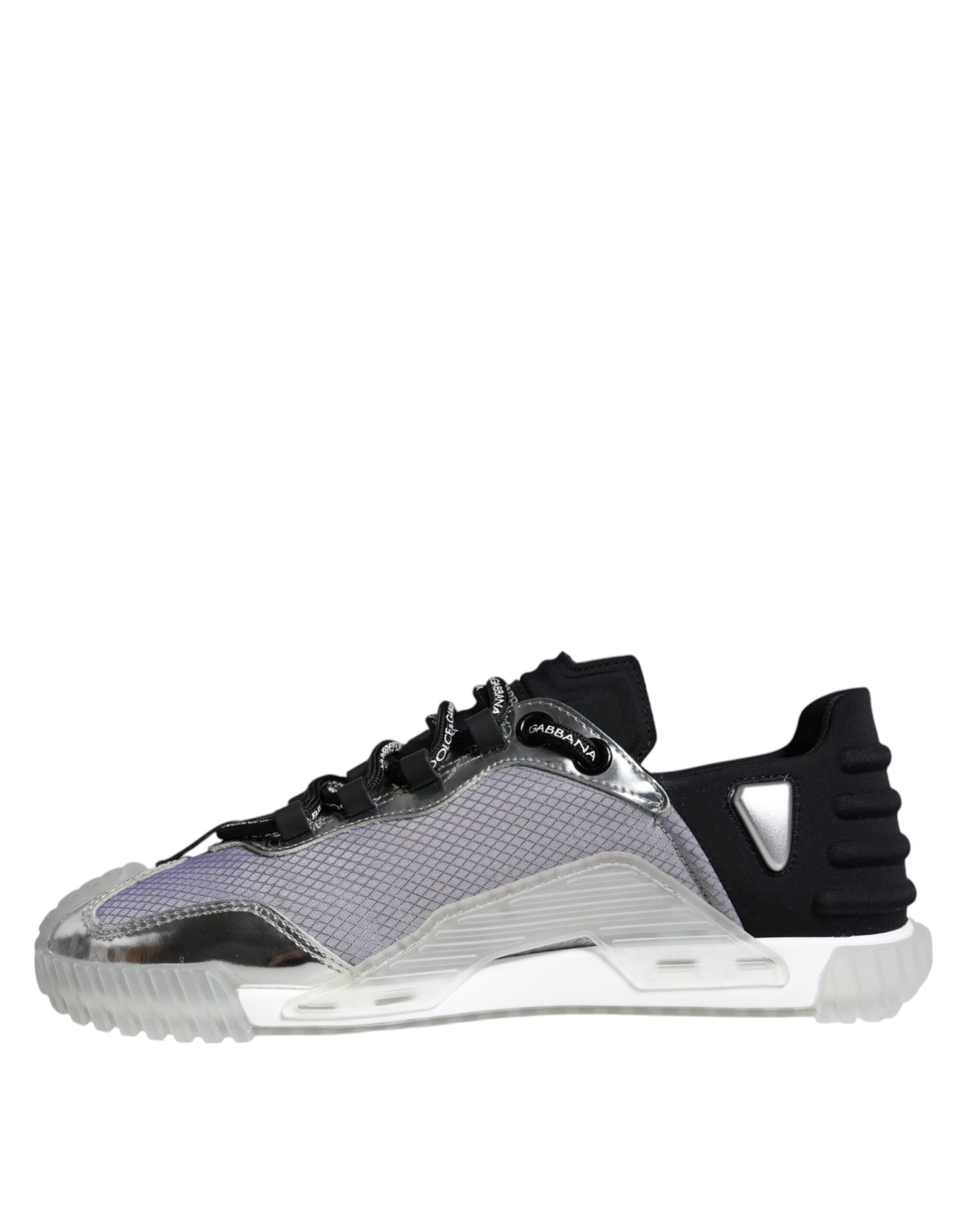 Dolce & Gabbana Silver Black Nylon NS1 Low Top Sneakers Shoes by Dolce & Gabbana