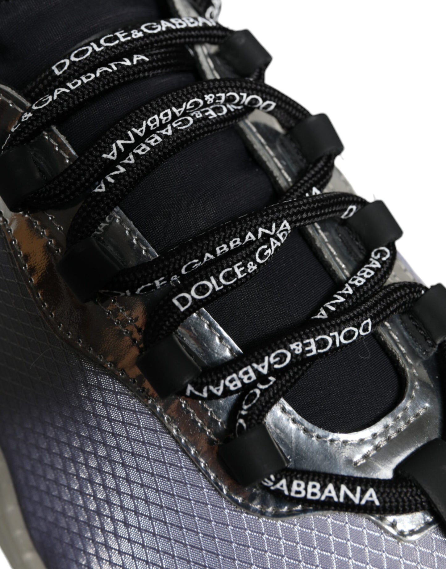 Dolce & Gabbana Silver Black Nylon NS1 Low Top Sneakers Shoes by Dolce & Gabbana