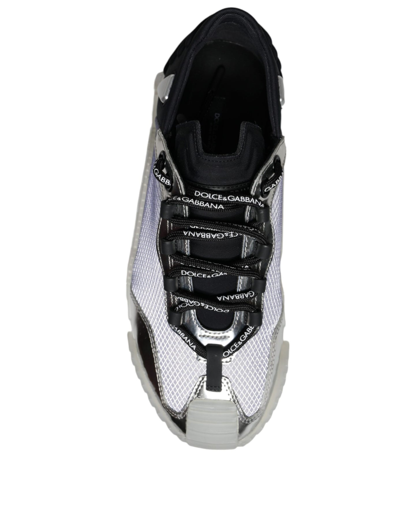 Dolce & Gabbana Silver Black Nylon NS1 Low Top Sneakers Shoes by Dolce & Gabbana