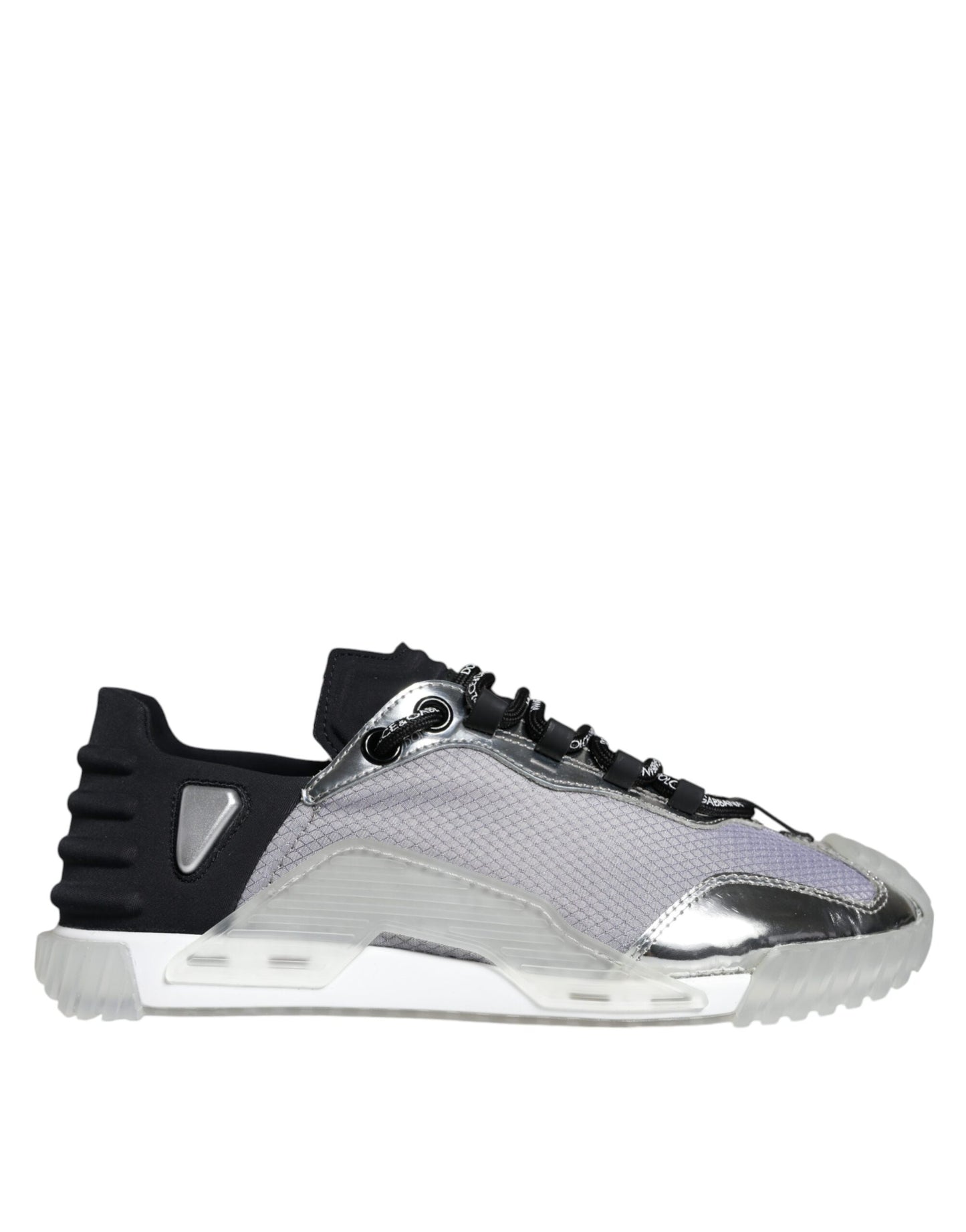 Dolce & Gabbana Silver Black Nylon NS1 Low Top Sneakers Shoes by Dolce & Gabbana
