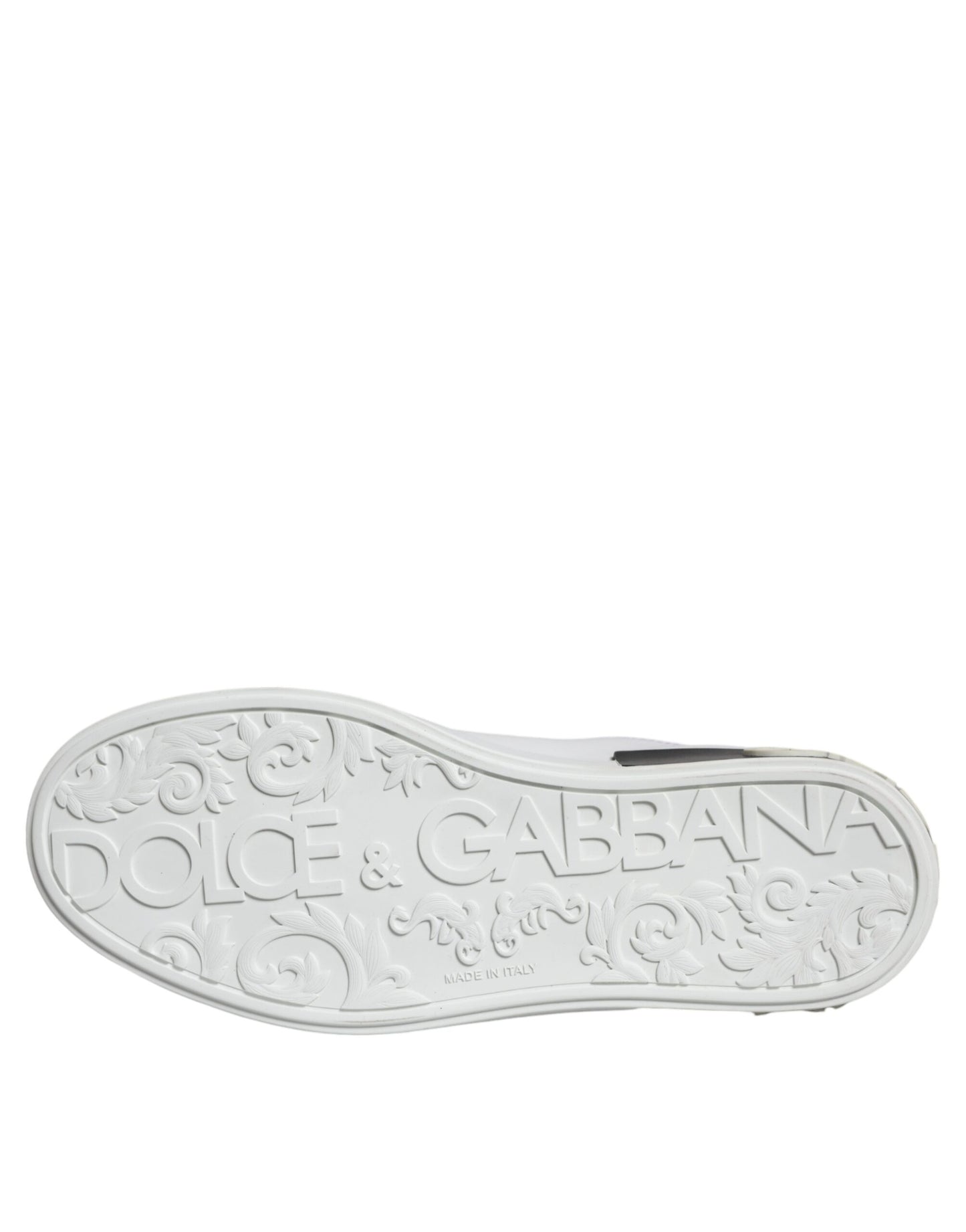 Dolce & Gabbana Black Leather Logo Portofino Sneaker Shoes by Dolce & Gabbana
