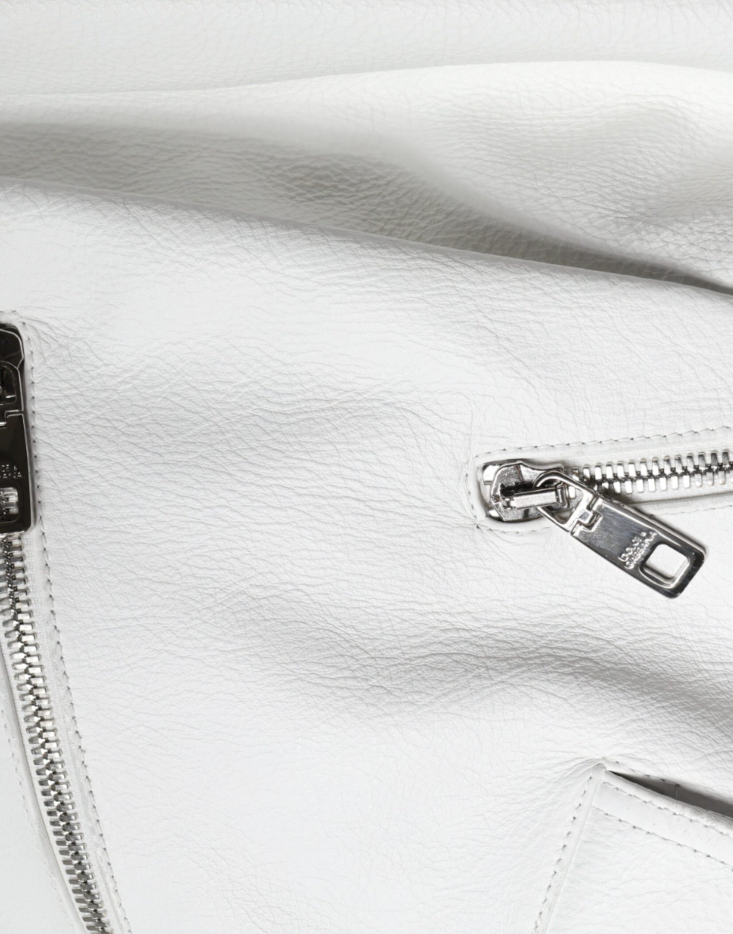 Dolce & Gabbana - Veste de motard en cuir d'agneau blanc