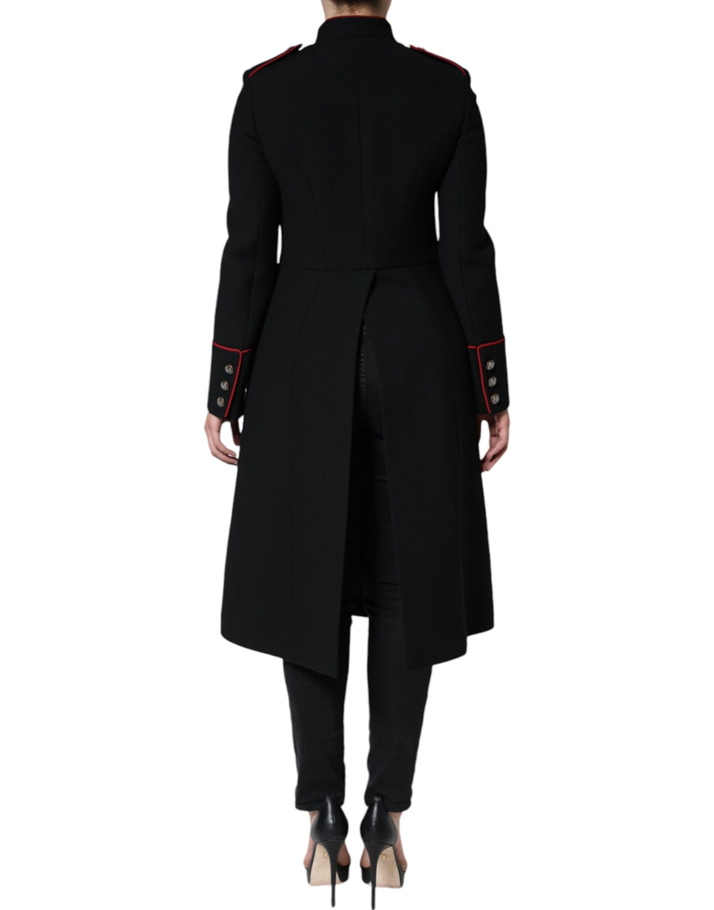 Trench-coat noir à boutonnage simple Dolce & Gabbana
