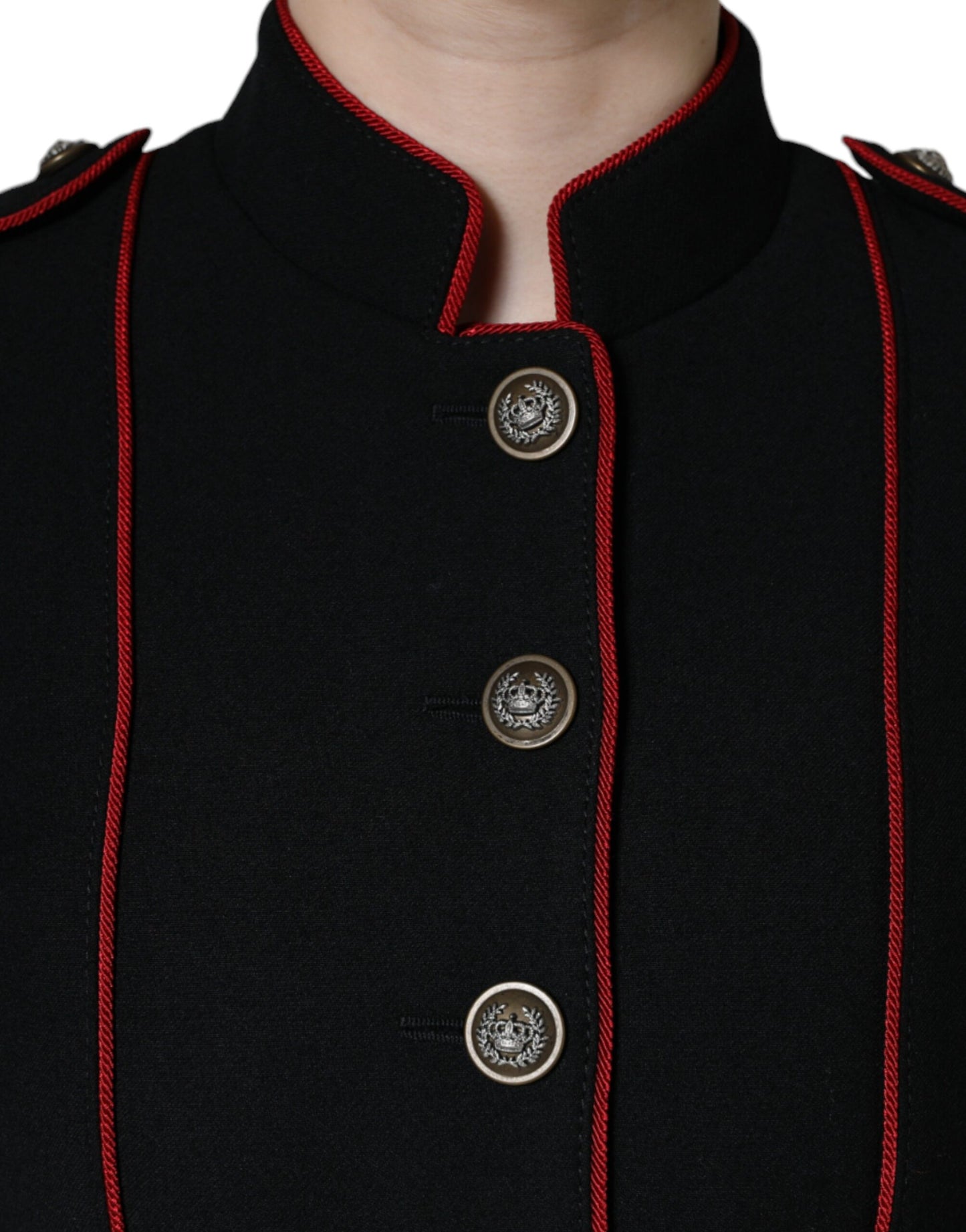 Trench-coat noir à boutonnage simple Dolce & Gabbana
