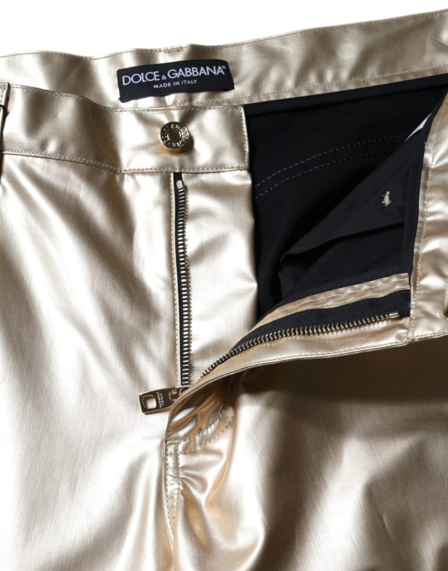 Dolce & Gabbana Metallic Gold Polyester Tapered Pants by Dolce & Gabbana