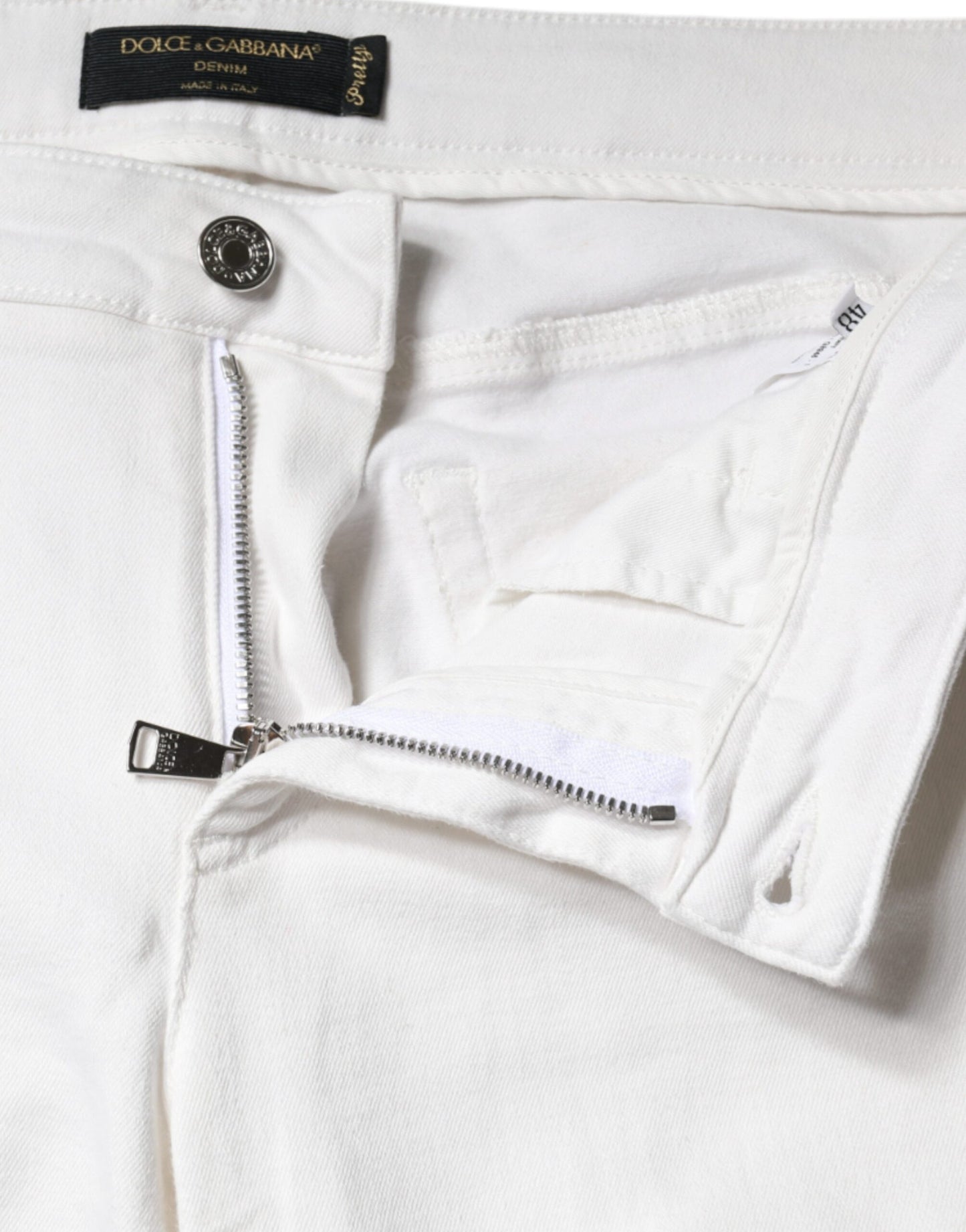 Dolce & Gabbana White Cotton Stretch Tattered Skinny Jeans by Dolce & Gabbana