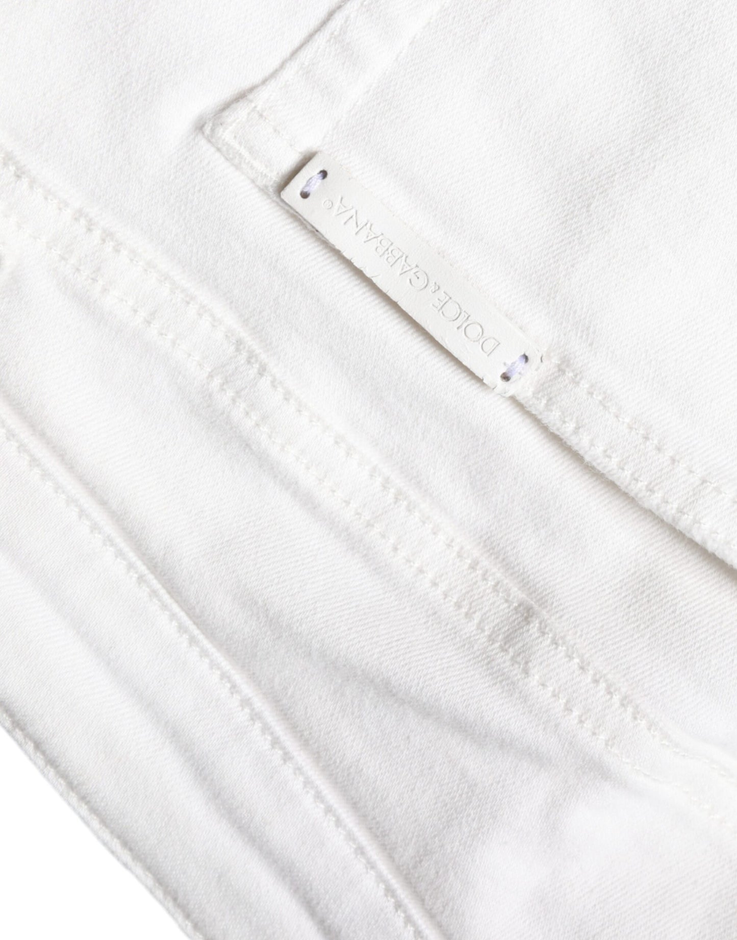 Dolce & Gabbana White Cotton Stretch Tattered Skinny Jeans by Dolce & Gabbana