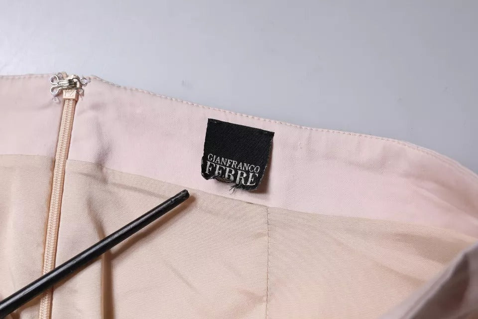 Jupe crayon taille moyenne en coton stretch beige GF Ferre