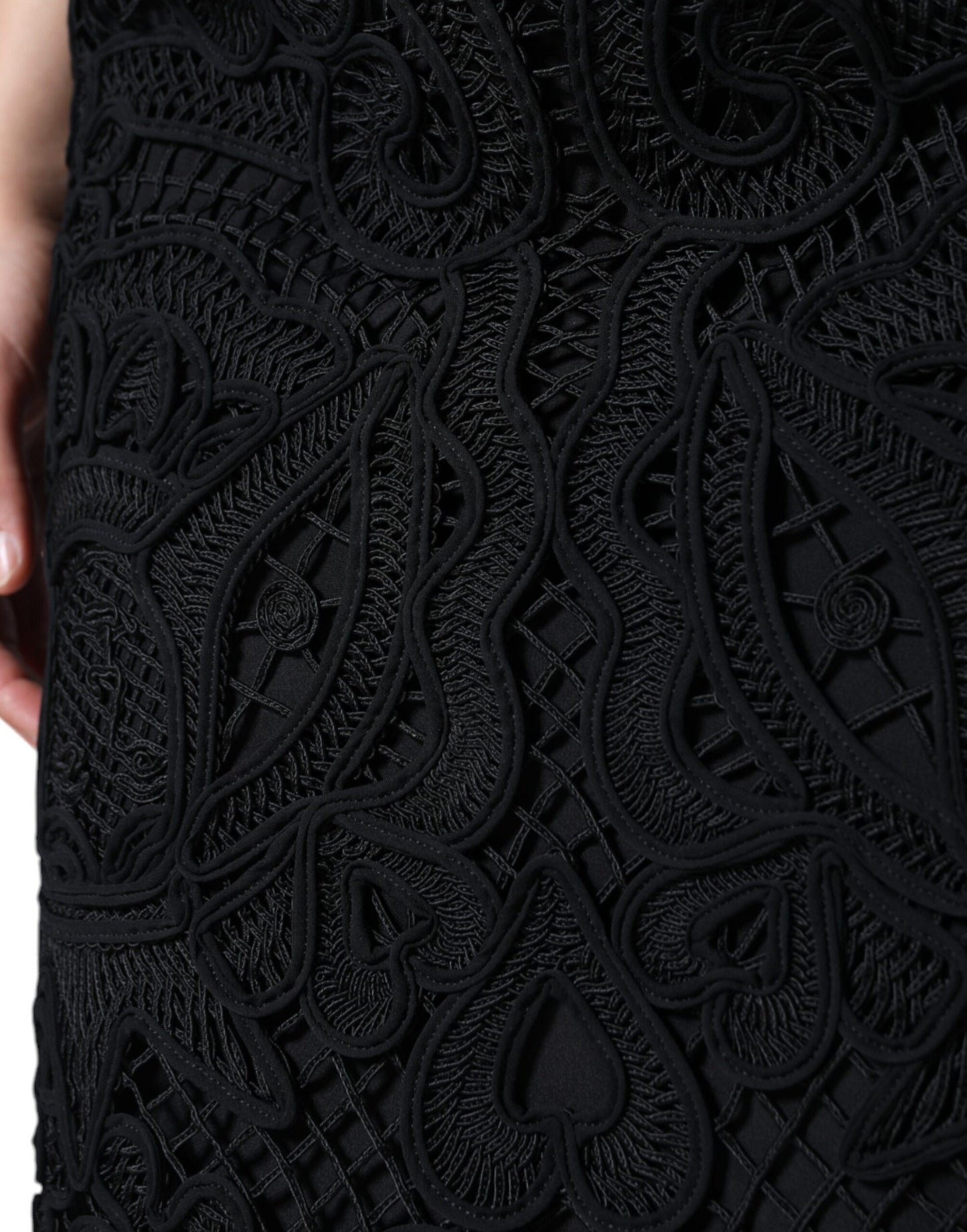 Jupe crayon taille haute en dentelle florale noire Dolce & Gabbana