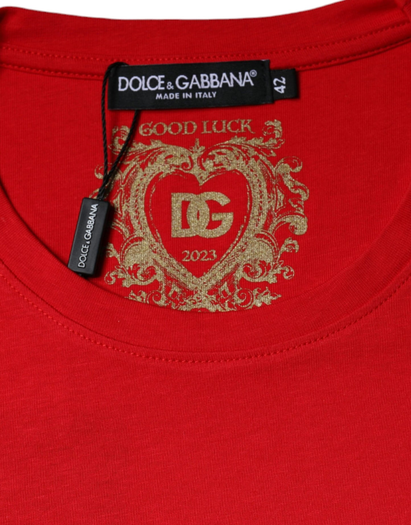 Dolce & Gabbana Red Cotton Crew Neck Short Sleeve Tee T-shirt by Dolce & Gabbana