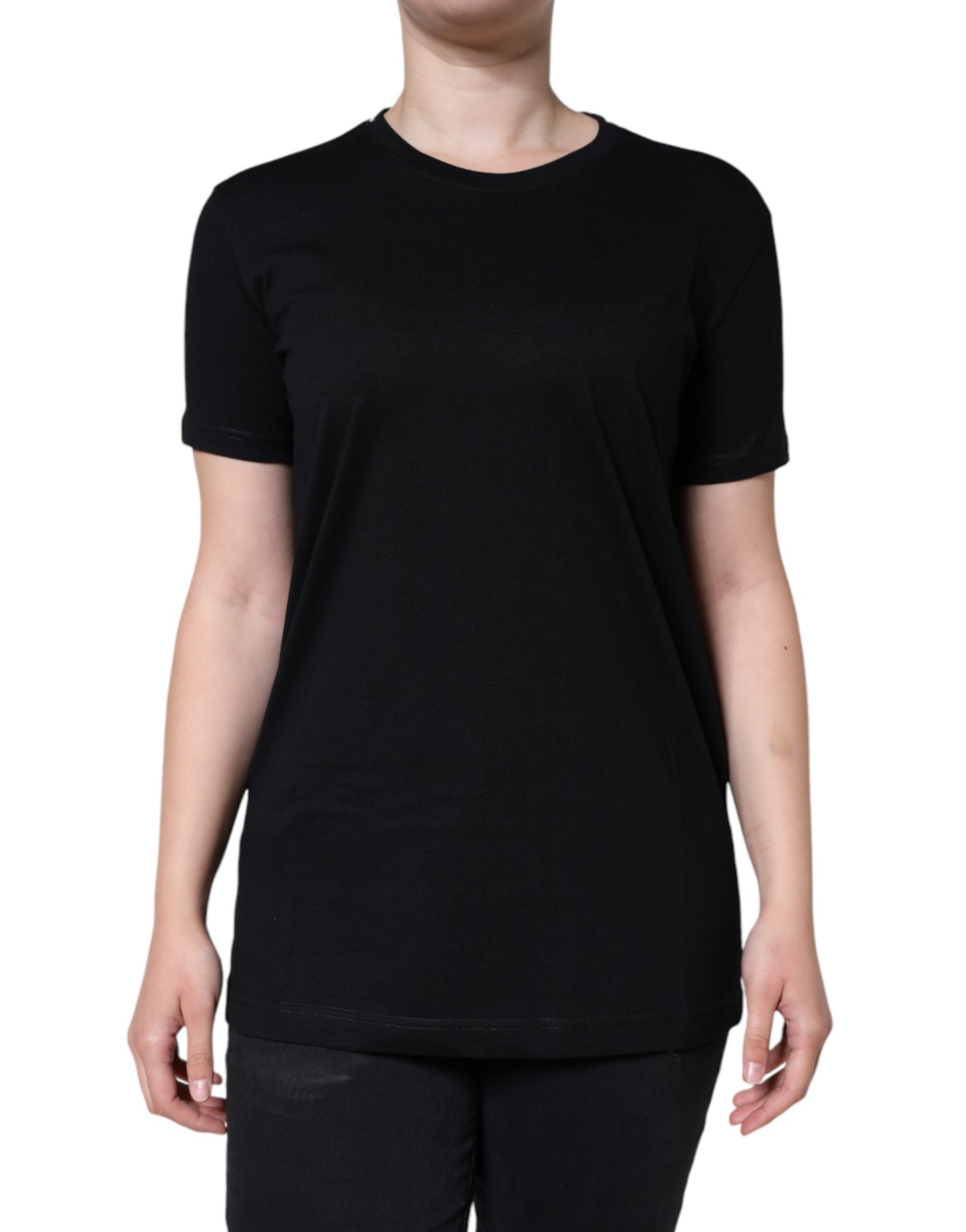 Dolce & Gabbana Black Cotton Crew Neck Short Sleeve T-shirt by Dolce & Gabbana