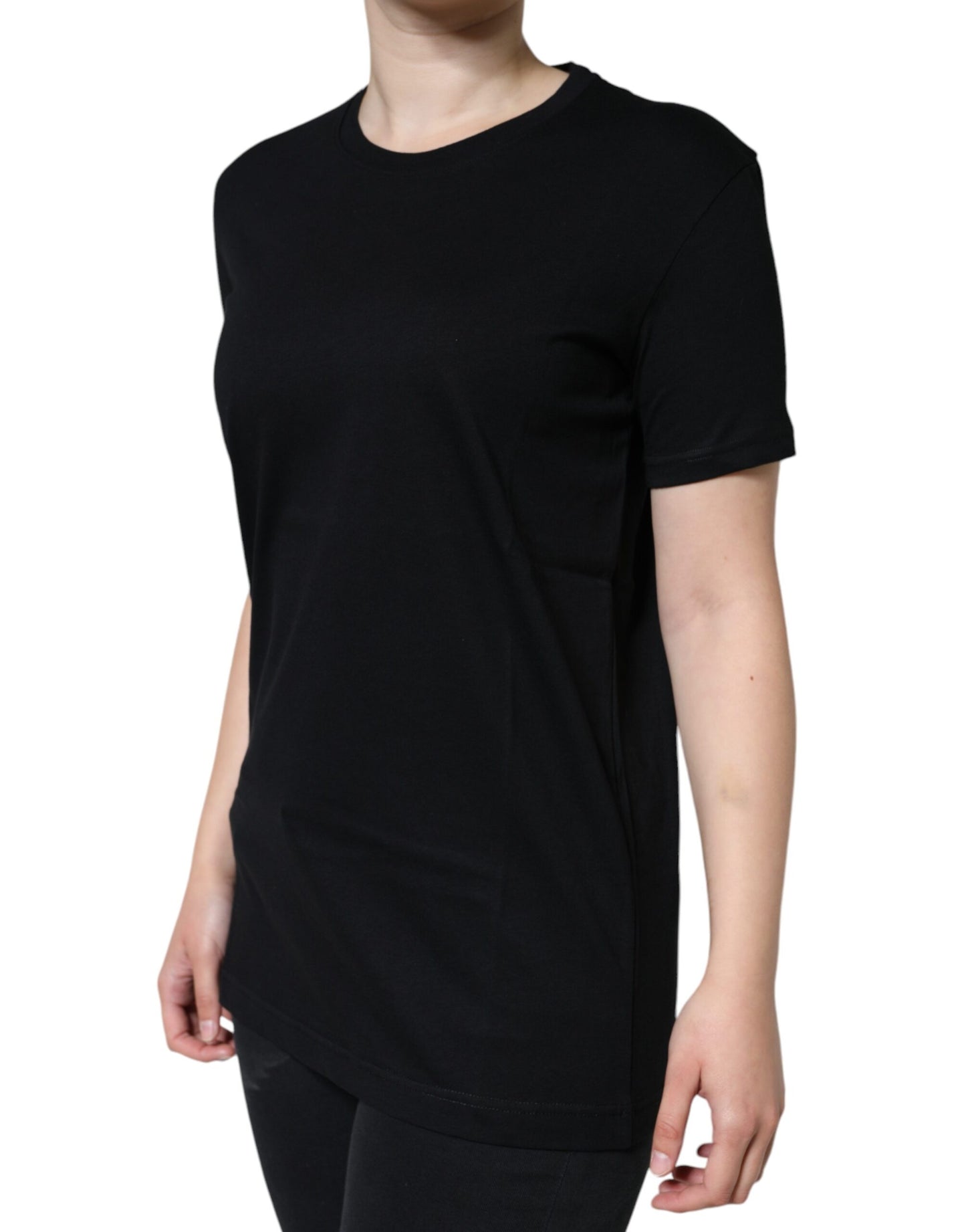Dolce & Gabbana Black Cotton Crew Neck Short Sleeve T-shirt by Dolce & Gabbana