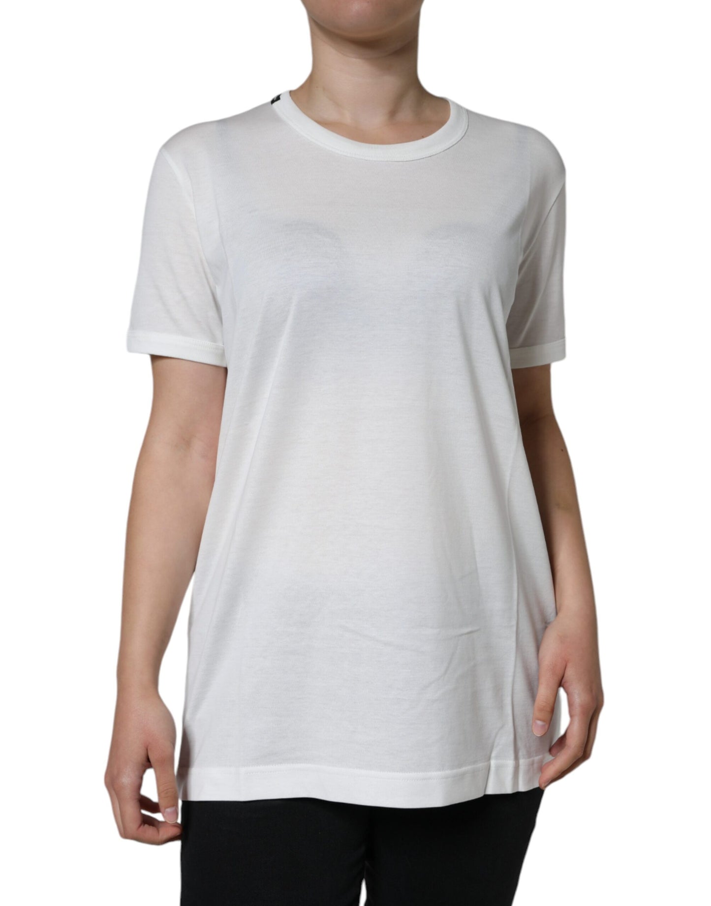 Dolce & Gabbana White Cotton Crew Neck Short Sleeve T-shirt by Dolce & Gabbana