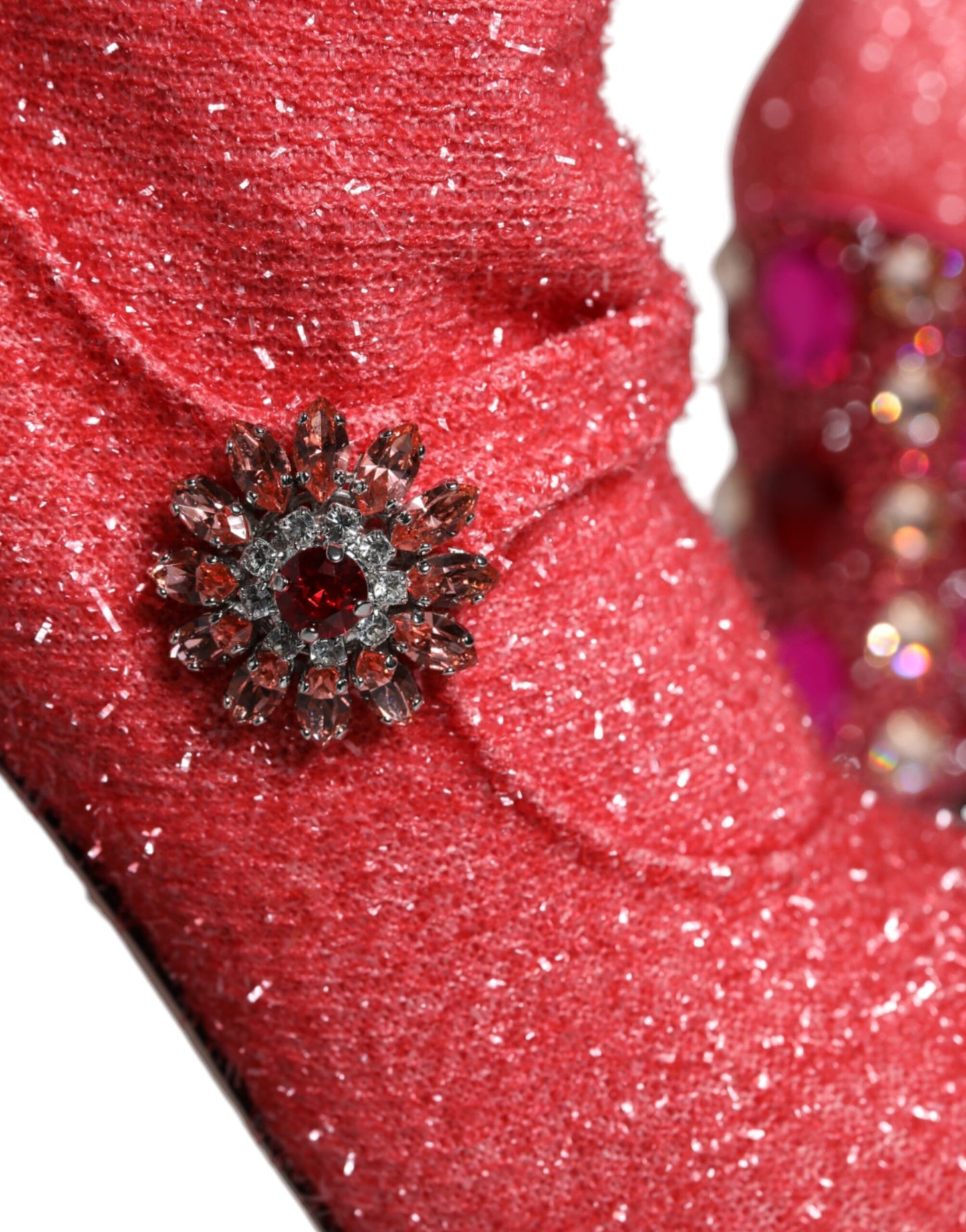 Bottes hautes fantaisie Dolce & Gabbana en lurex rose cristal