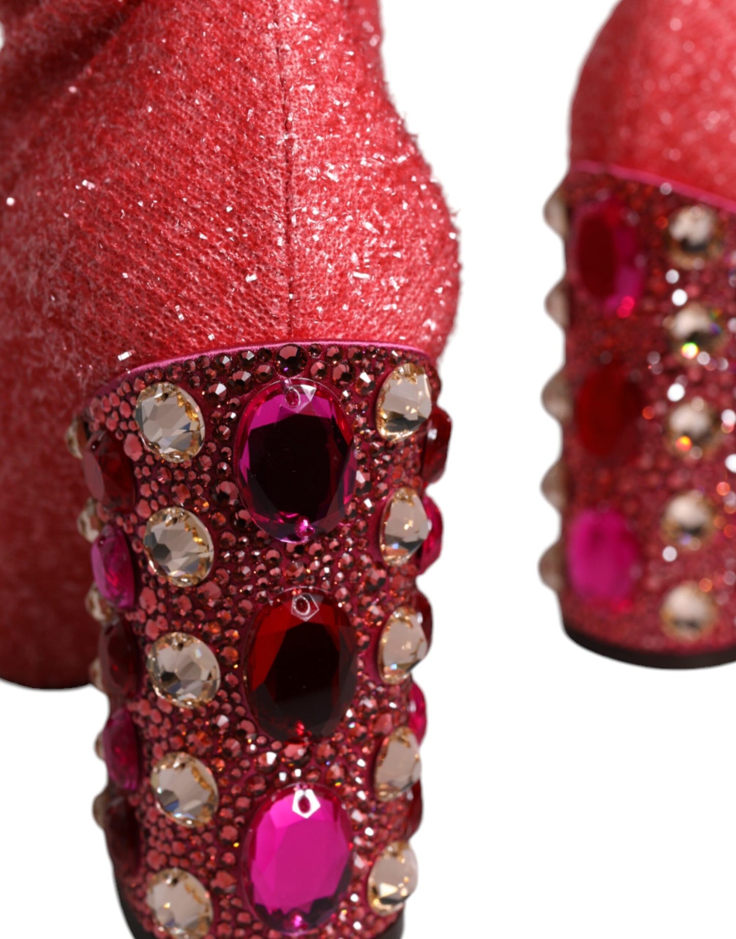 Bottes hautes fantaisie Dolce & Gabbana en lurex rose cristal