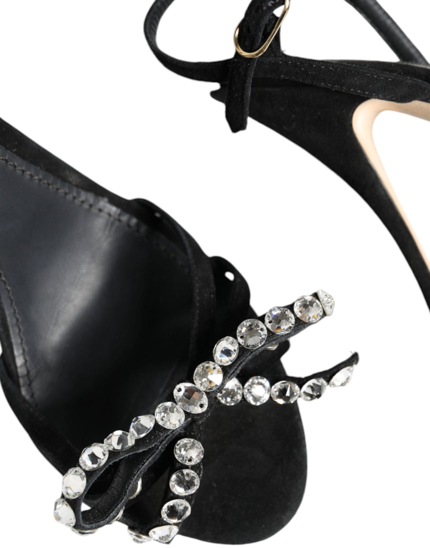 Dolce & Gabbana Black Leather Crystal Bow Heels Sandals Shoes by Dolce & Gabbana