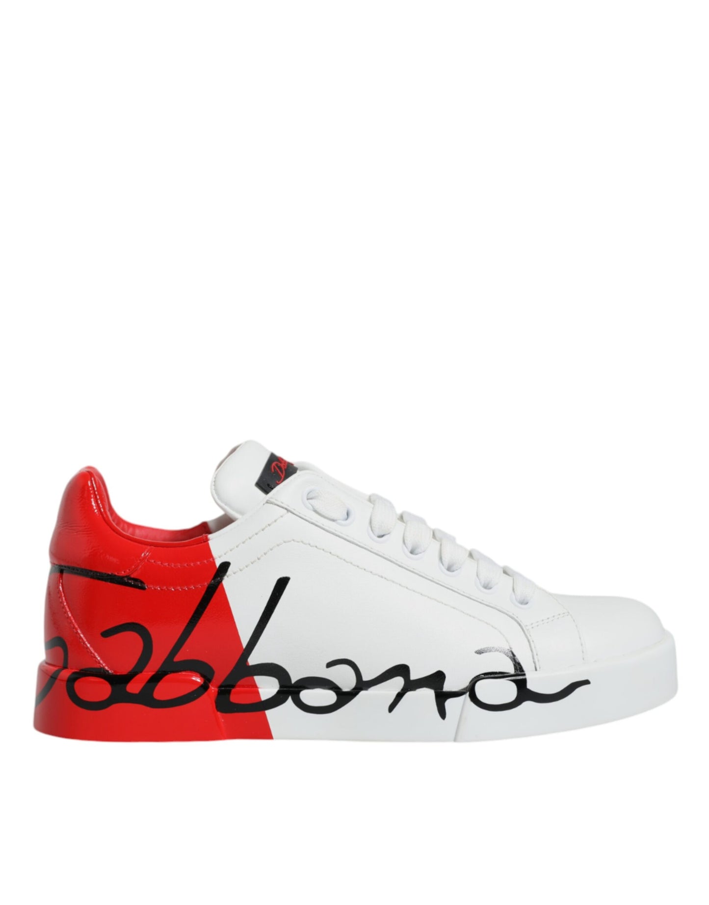 Dolce & Gabbana White Red Portofino Low Top Sneakers Shoes by Dolce & Gabbana