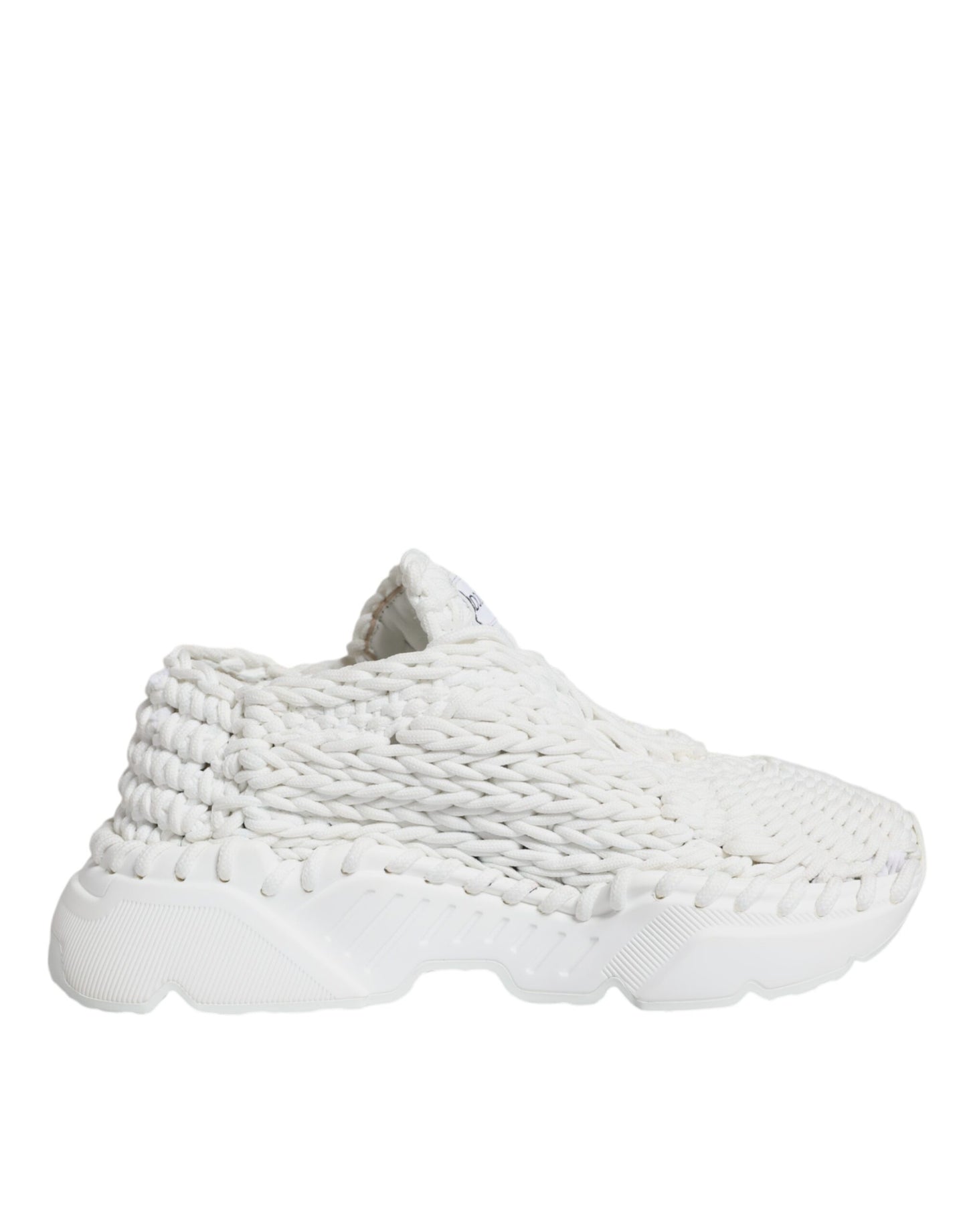 Dolce & Gabbana White Knitted Daymaster Sneakers Shoes by Dolce & Gabbana