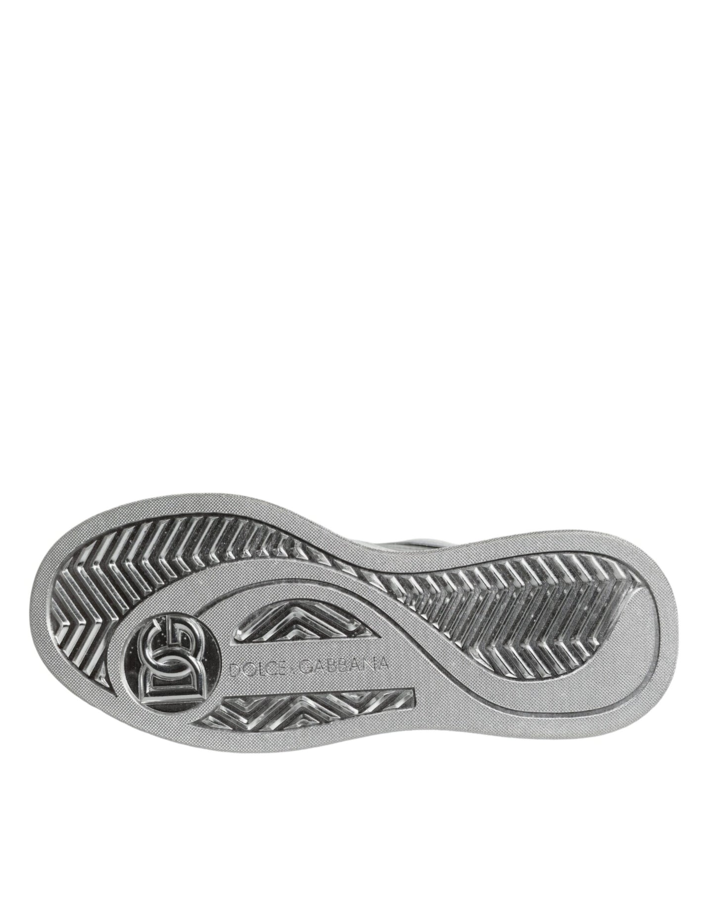 Dolce & Gabbana White Silver Leather Low Top Sneakers Shoes by Dolce & Gabbana