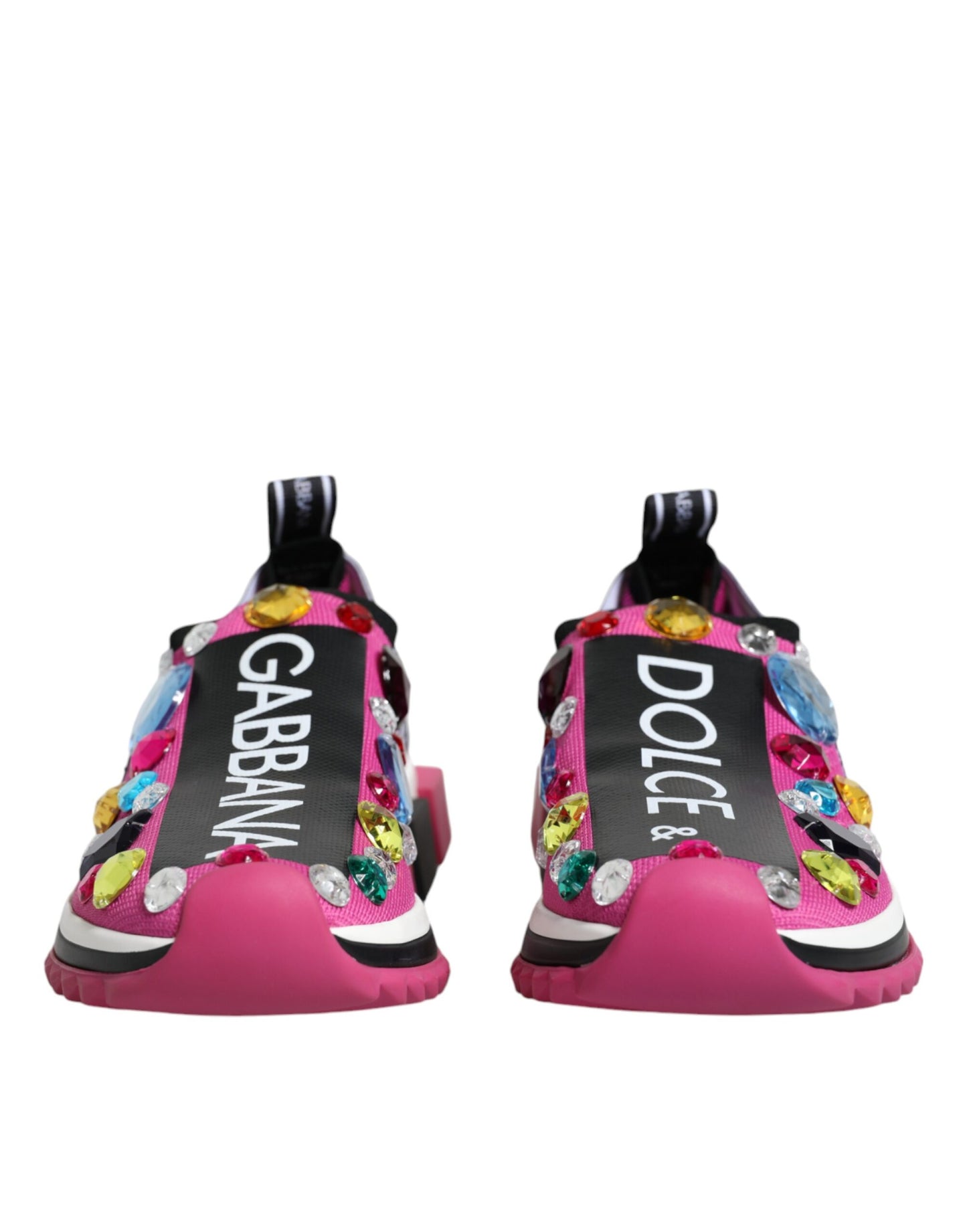 Dolce & Gabbana Pink Sorrento Crystals Low Top Sneakers Shoes by Dolce & Gabbana