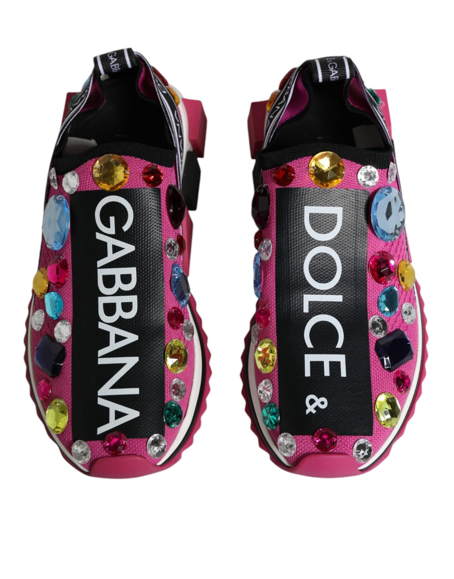 Dolce & Gabbana Pink Sorrento Crystals Low Top Sneakers Shoes by Dolce & Gabbana