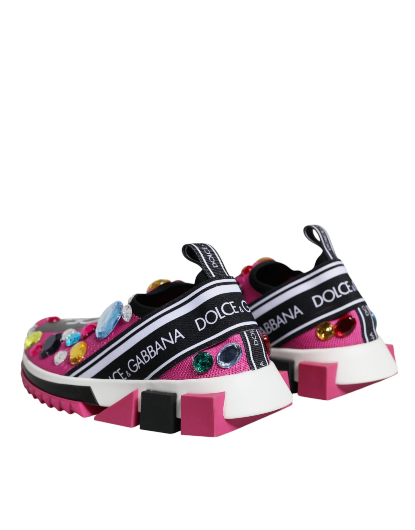 Dolce & Gabbana Pink Sorrento Crystals Low Top Sneakers Shoes by Dolce & Gabbana