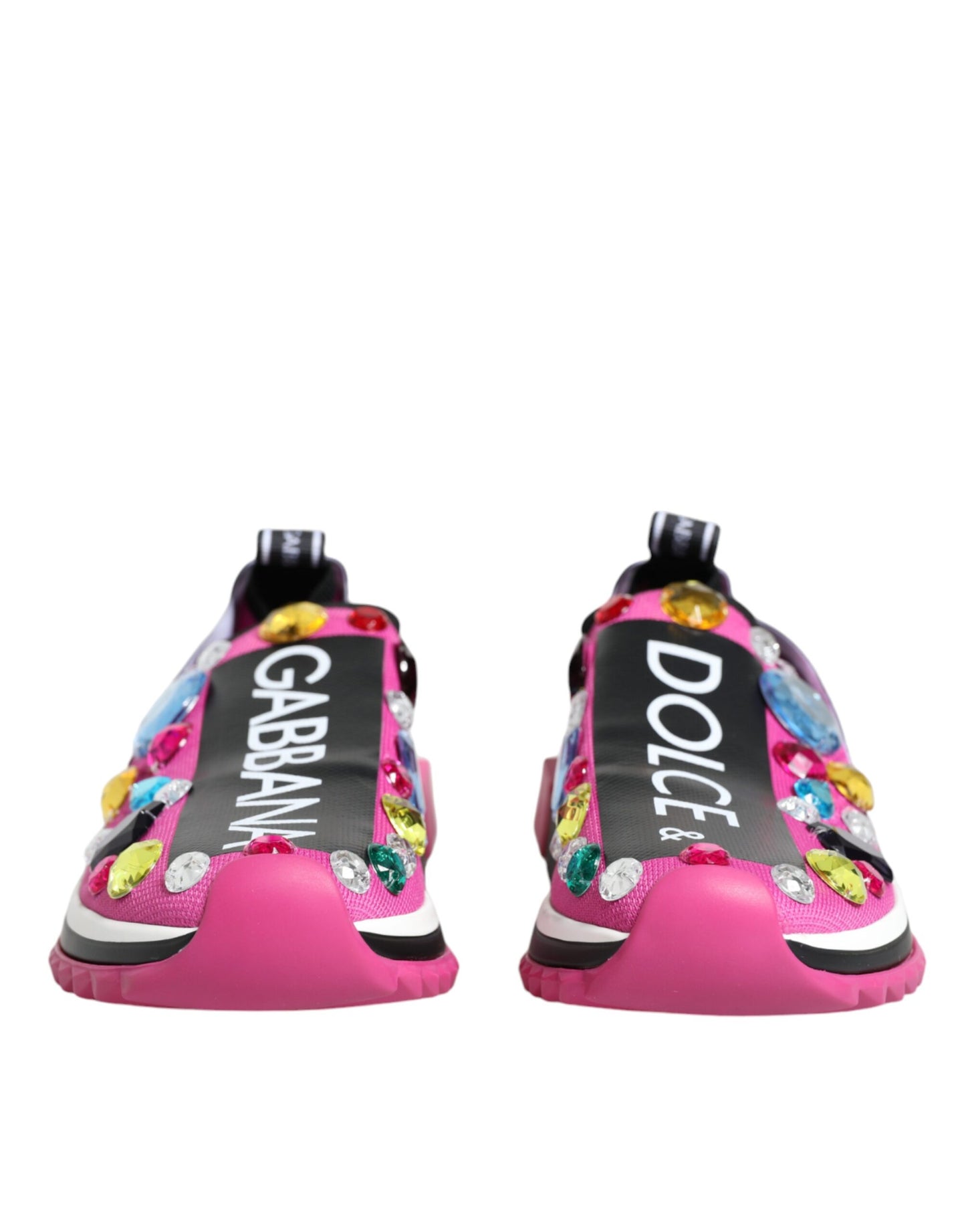 Dolce & Gabbana Pink Sorrento Crystals Low Top Sneakers Shoes by Dolce & Gabbana