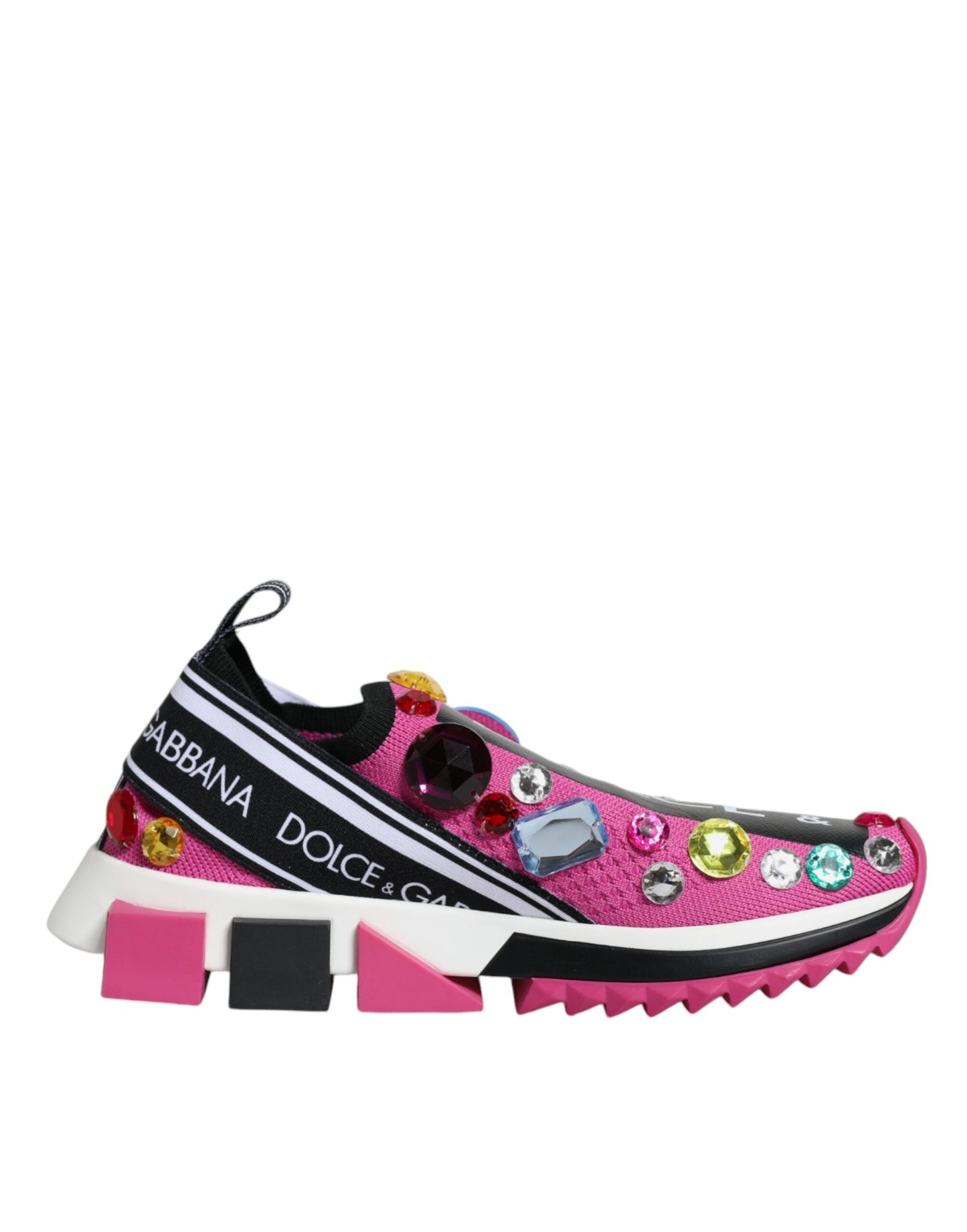 Dolce & Gabbana Pink Sorrento Crystals Low Top Sneakers Shoes by Dolce & Gabbana
