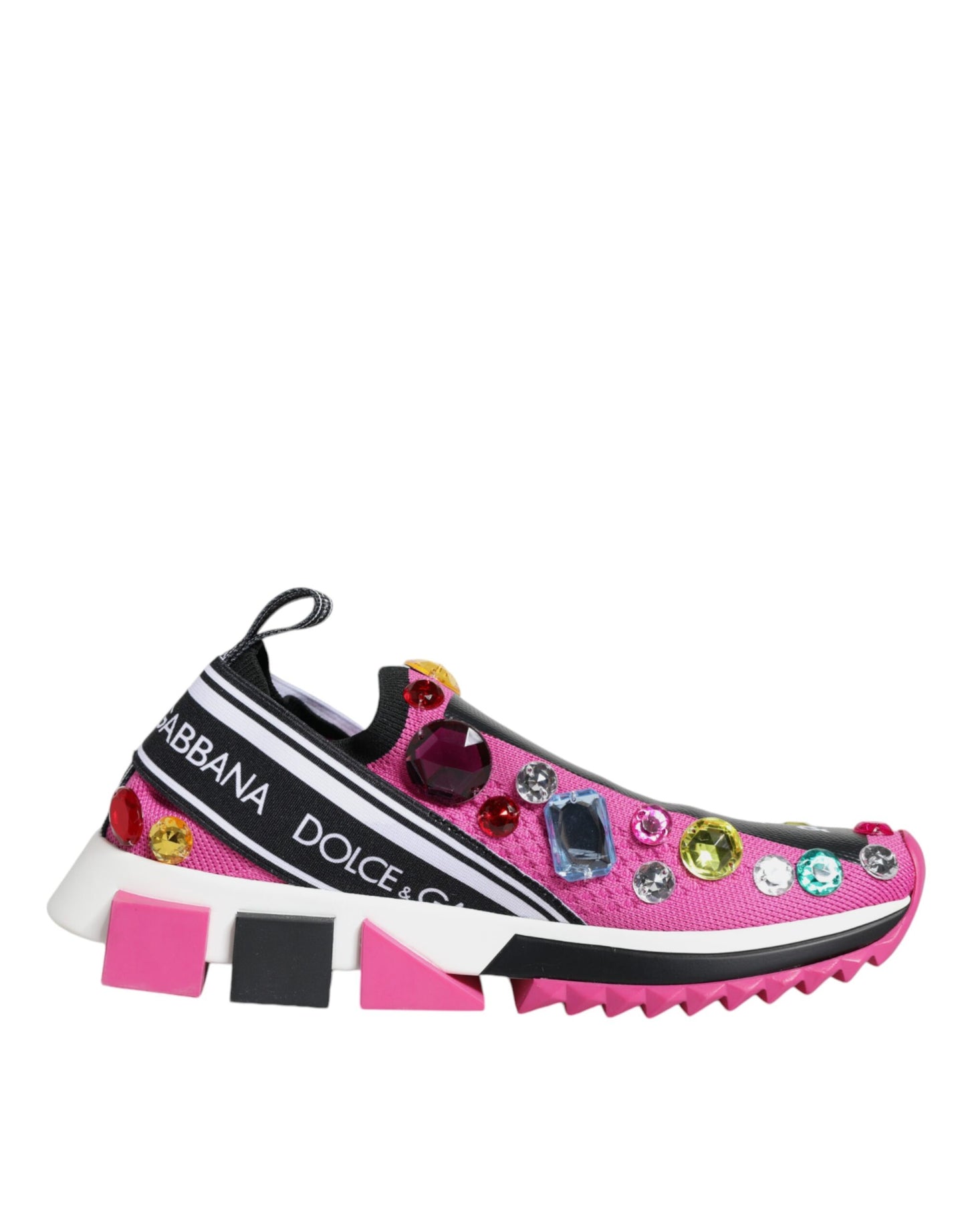 Dolce & Gabbana Pink Sorrento Crystals Low Top Sneakers Shoes by Dolce & Gabbana