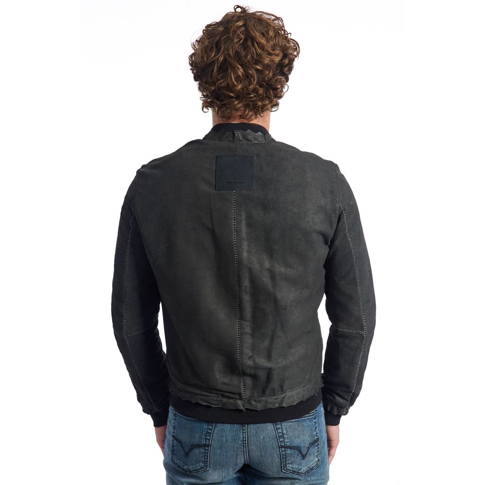 Veste de luxe en cuir d'agneau gris pour homme Roberto Pepe