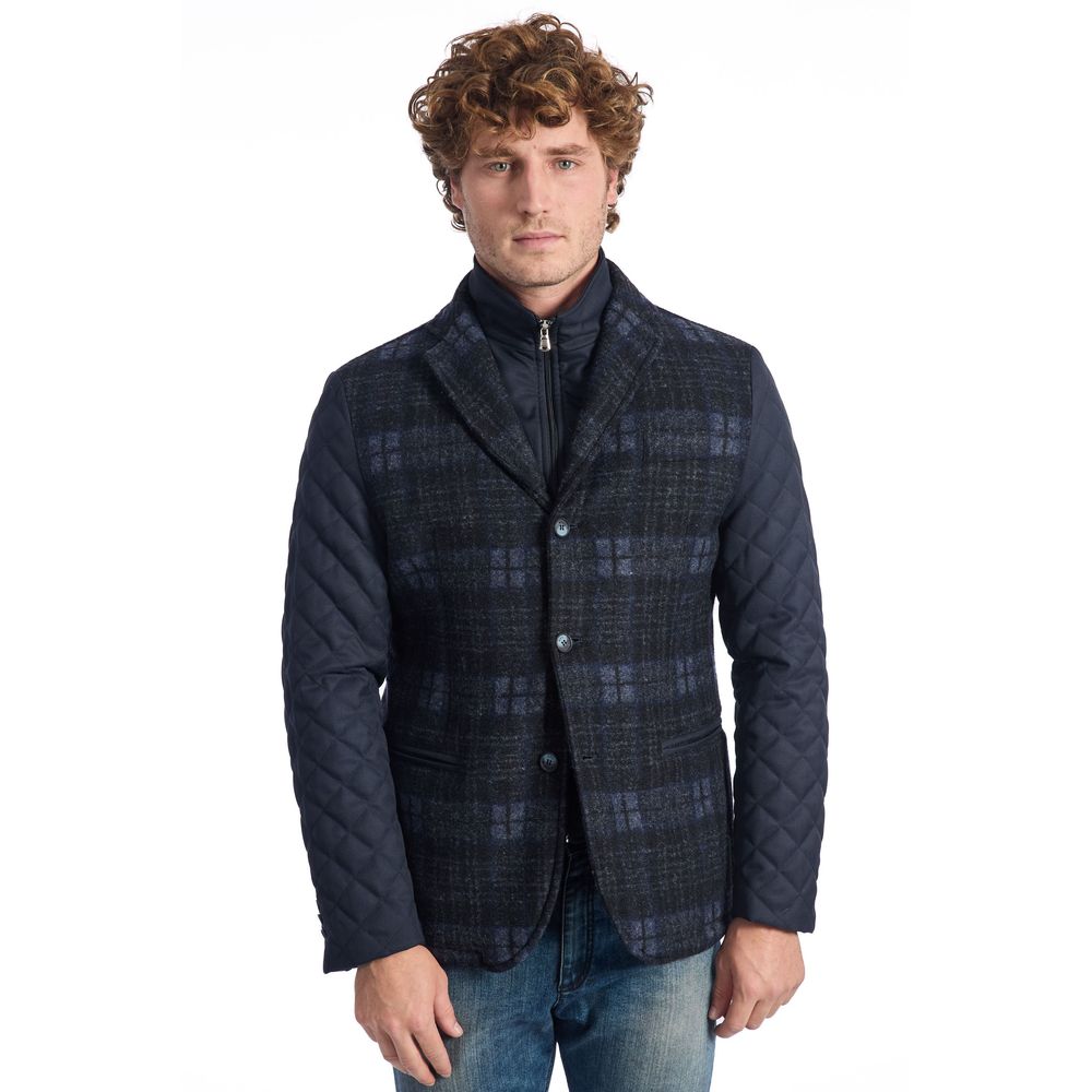 Veste de luxe en laine bleue pour homme Roberto Pepe