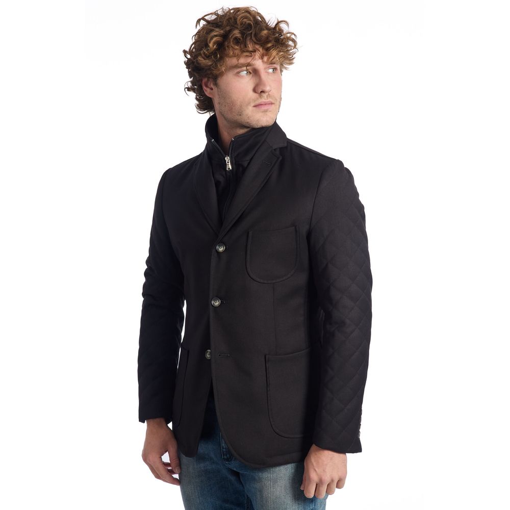 Veste de luxe en laine noire pour homme Roberto Pepe