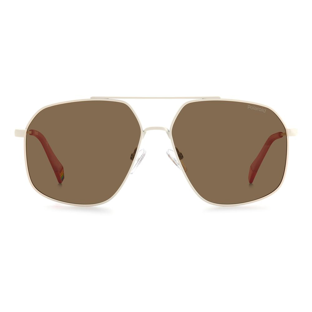 Lunettes de soleil Polaroid beiges en acier inoxydable