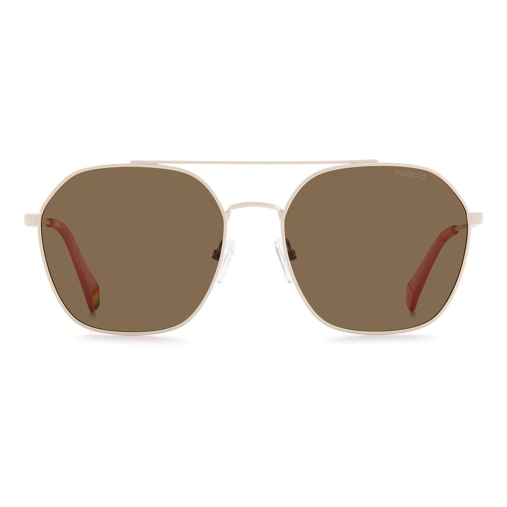 Lunettes de soleil Polaroid beiges en acier inoxydable