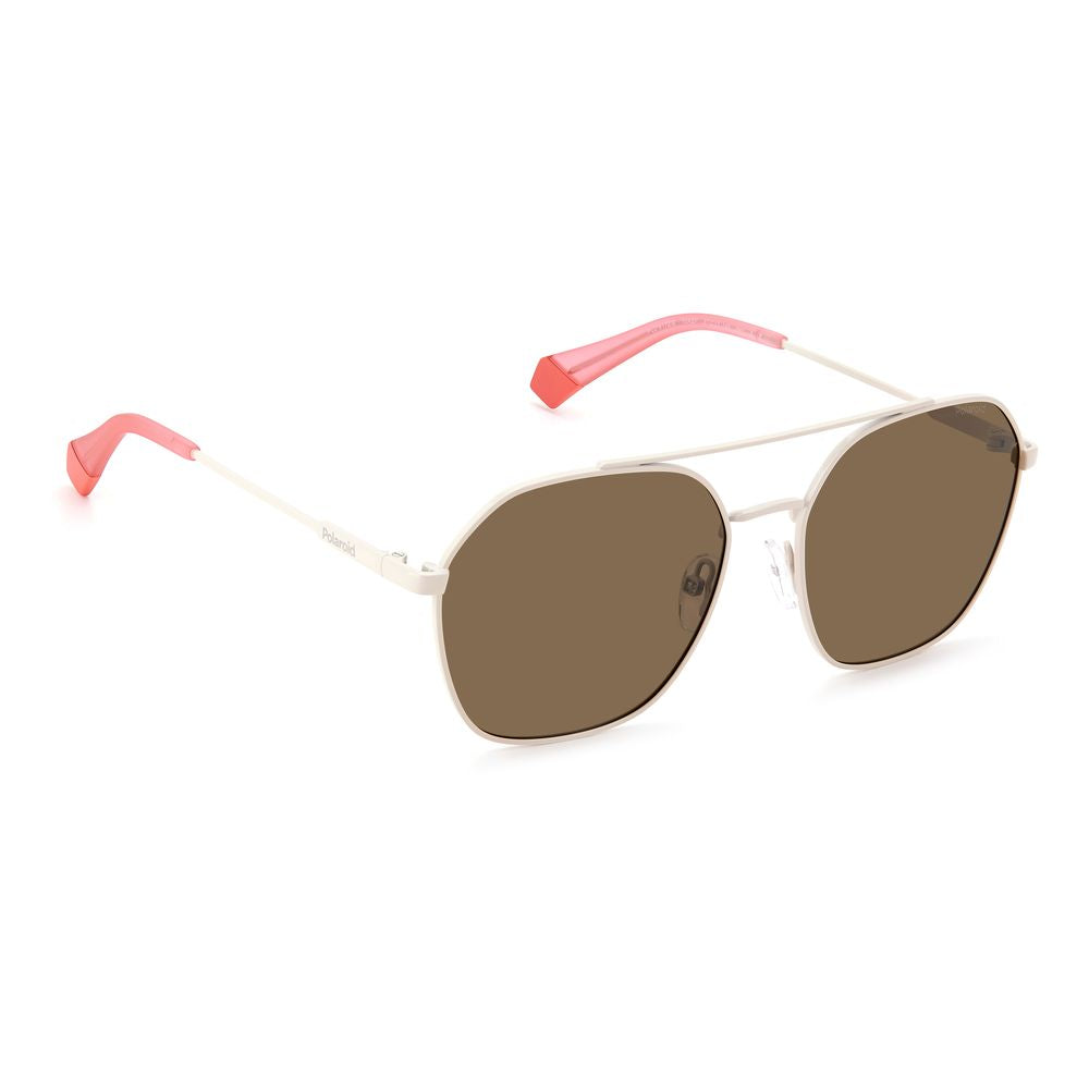 Lunettes de soleil Polaroid beiges en acier inoxydable