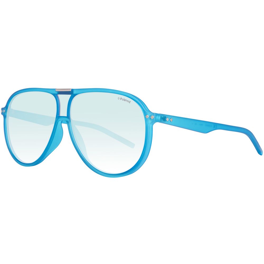 Lunettes de soleil Polaroid en cuir de veau bleu